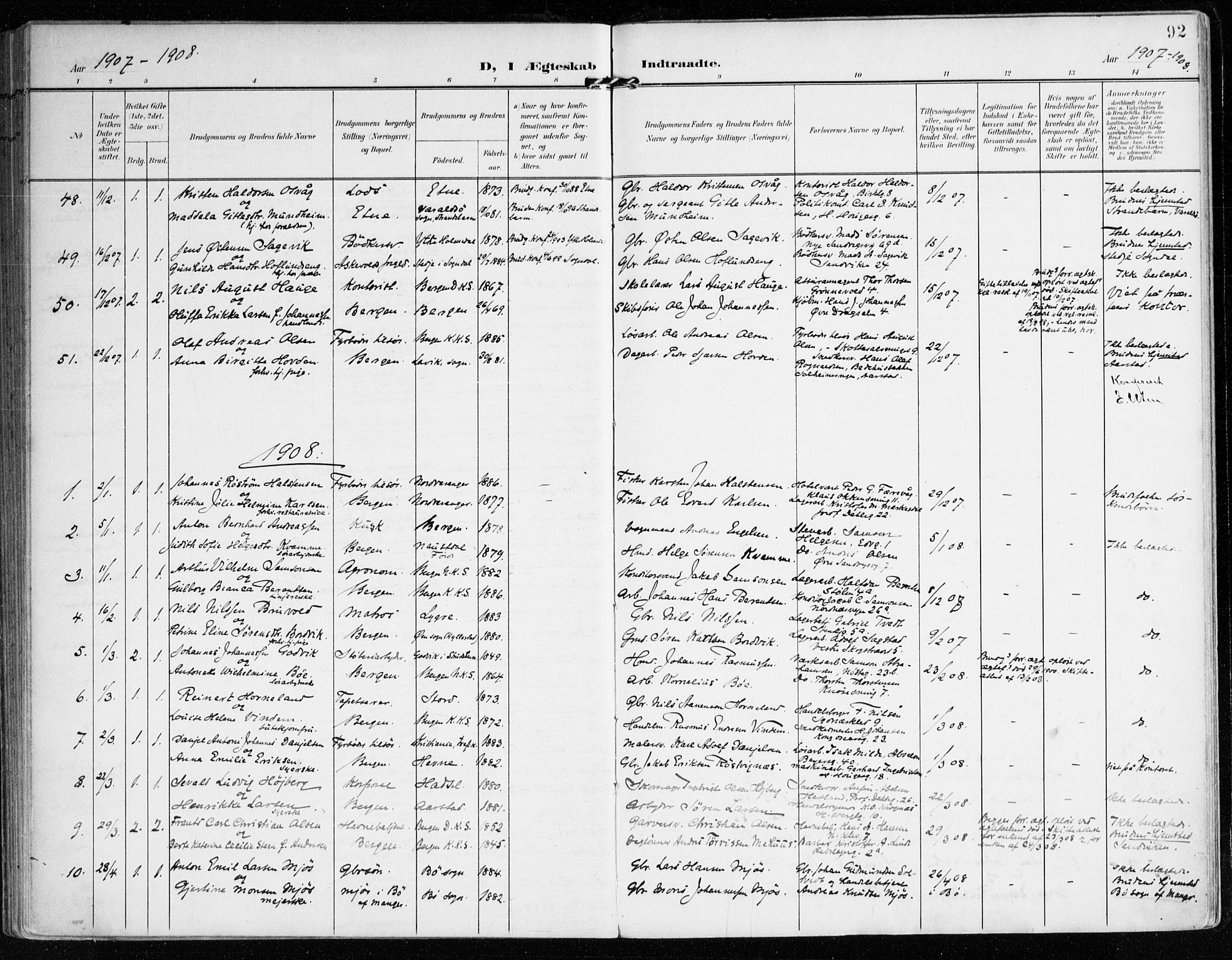 Mariakirken Sokneprestembete, SAB/A-76901/H/Haa/L0014: Parish register (official) no. C 2, 1900-1916, p. 92