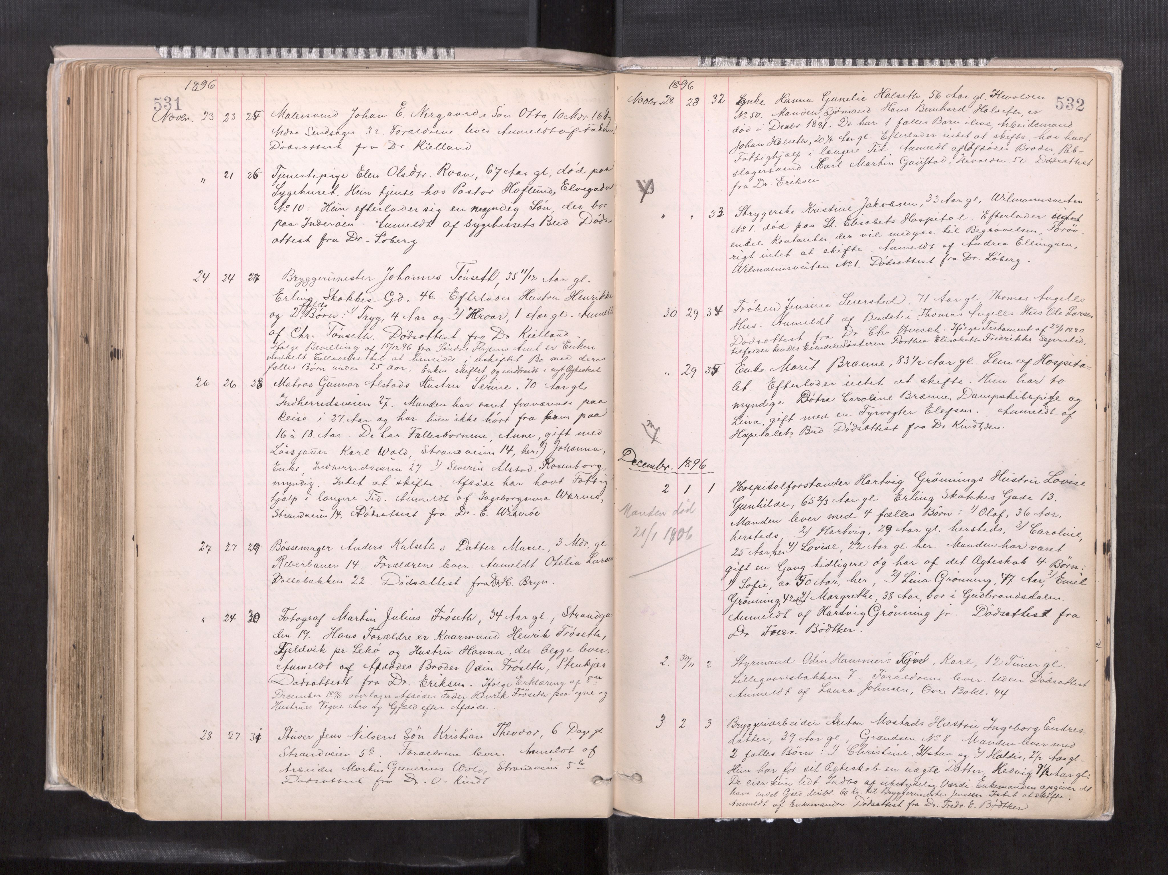 Trondheim byfogd, AV/SAT-A-0003/1/3/3L/L0004: Dødsanmeldelsesprotokoll, 1891-1897, p. 531-532