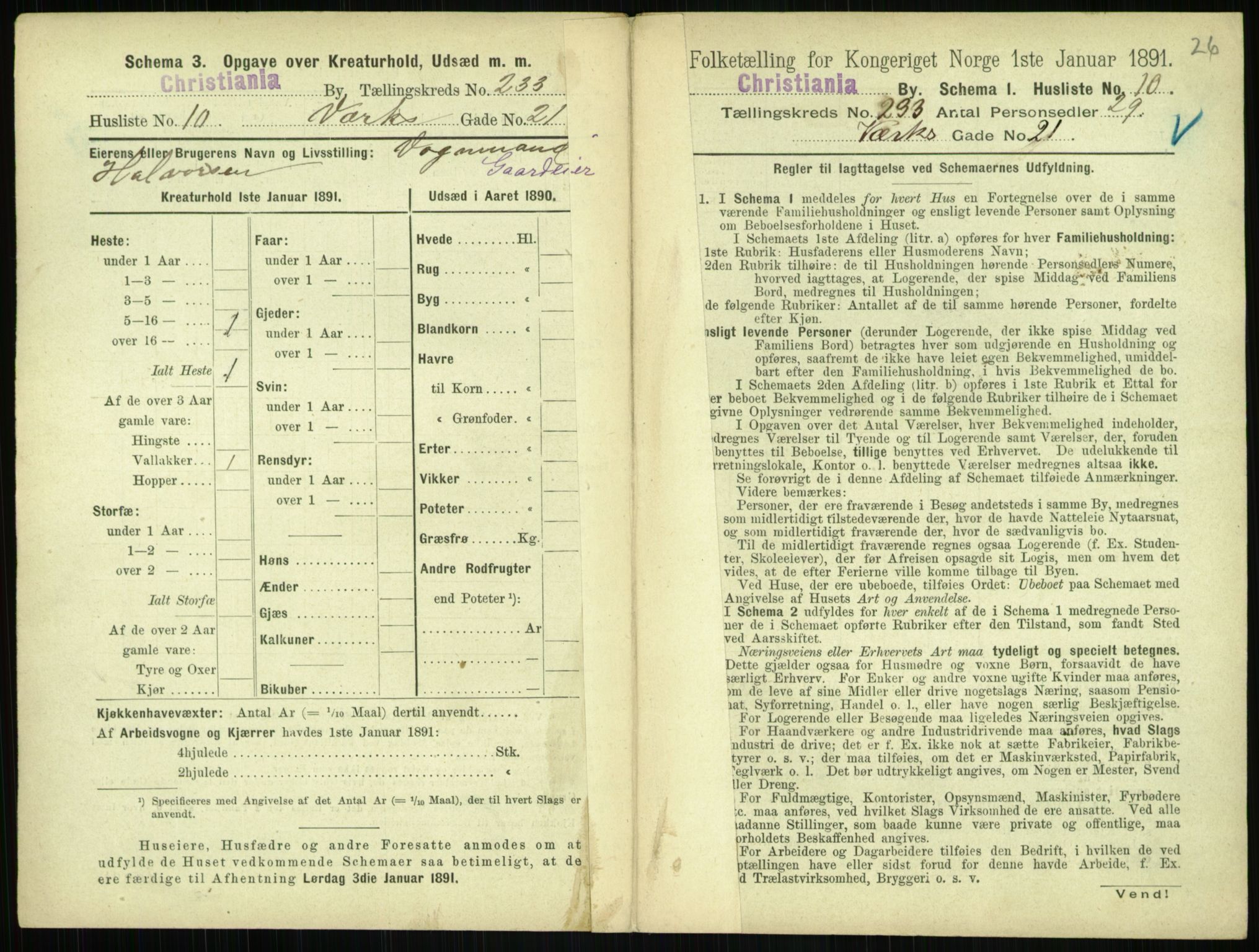 RA, 1891 census for 0301 Kristiania, 1891, p. 143054