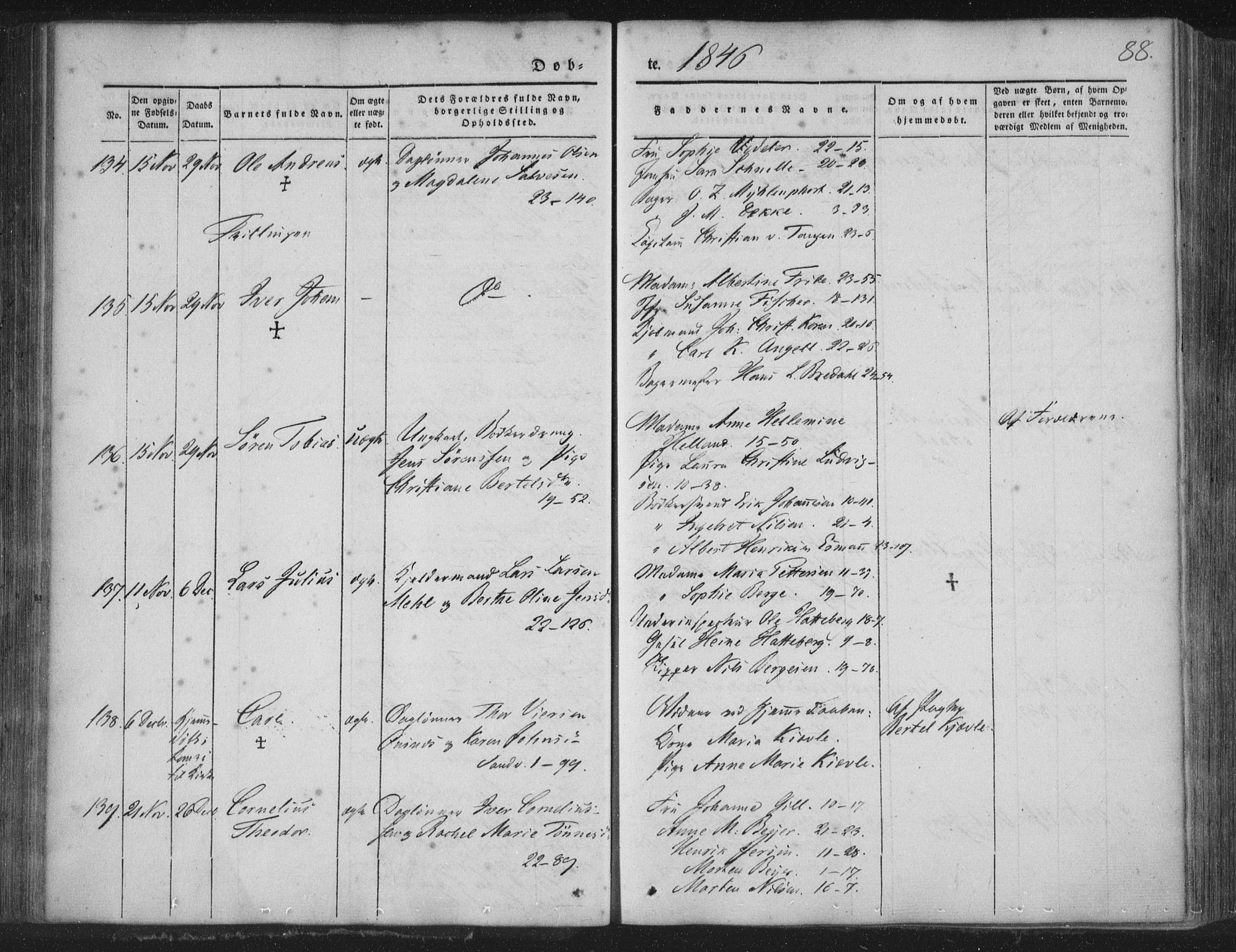 Korskirken sokneprestembete, SAB/A-76101/H/Haa/L0016: Parish register (official) no. B 2, 1841-1851, p. 88