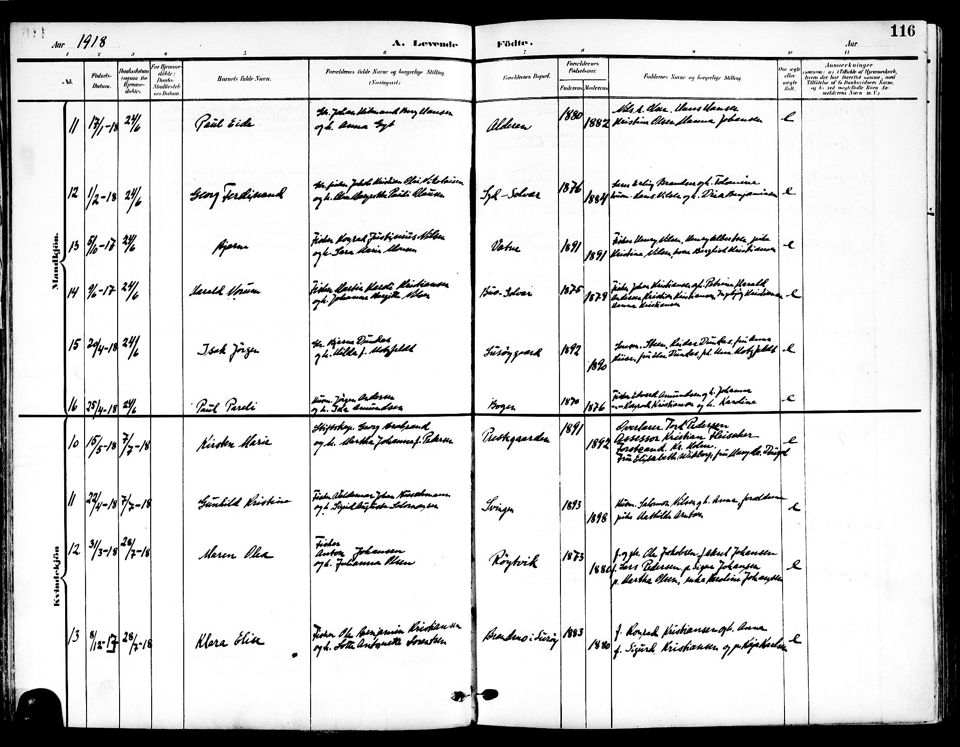 Ministerialprotokoller, klokkerbøker og fødselsregistre - Nordland, AV/SAT-A-1459/839/L0569: Parish register (official) no. 839A06, 1903-1922, p. 116