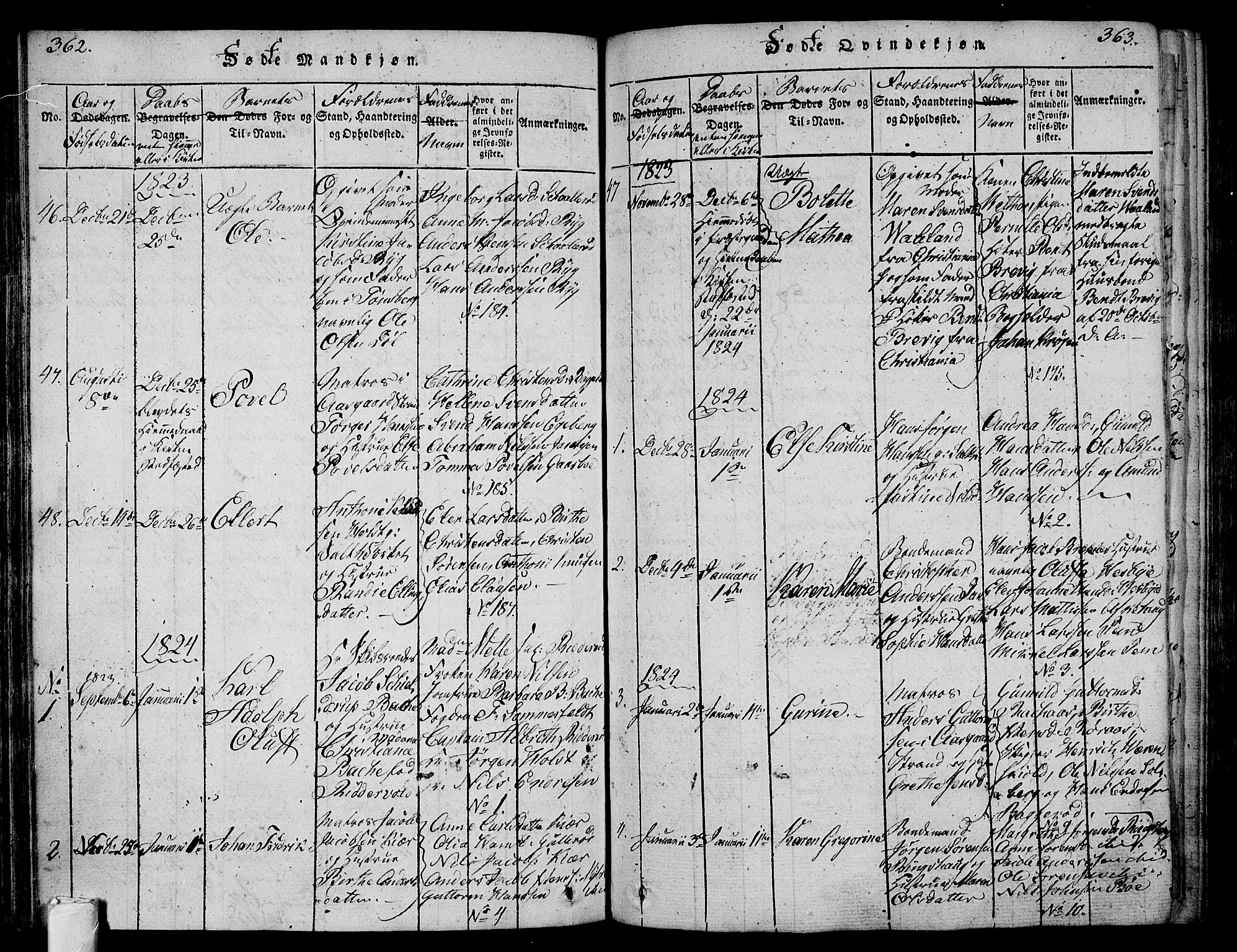 Sem kirkebøker, AV/SAKO-A-5/F/Fa/L0004: Parish register (official) no. I 4, 1814-1825, p. 362-363