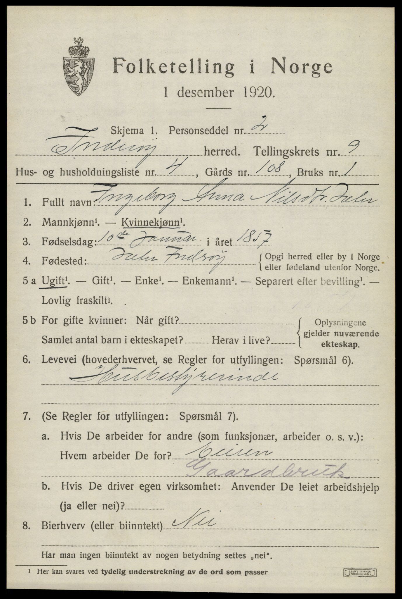 SAT, 1920 census for Inderøy, 1920, p. 6061