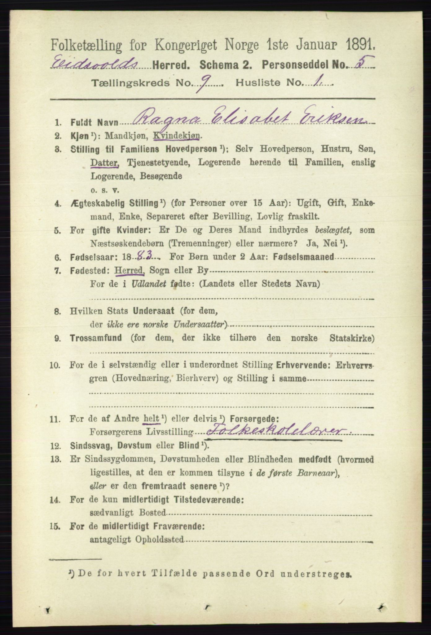 RA, 1891 census for 0237 Eidsvoll, 1891, p. 6538