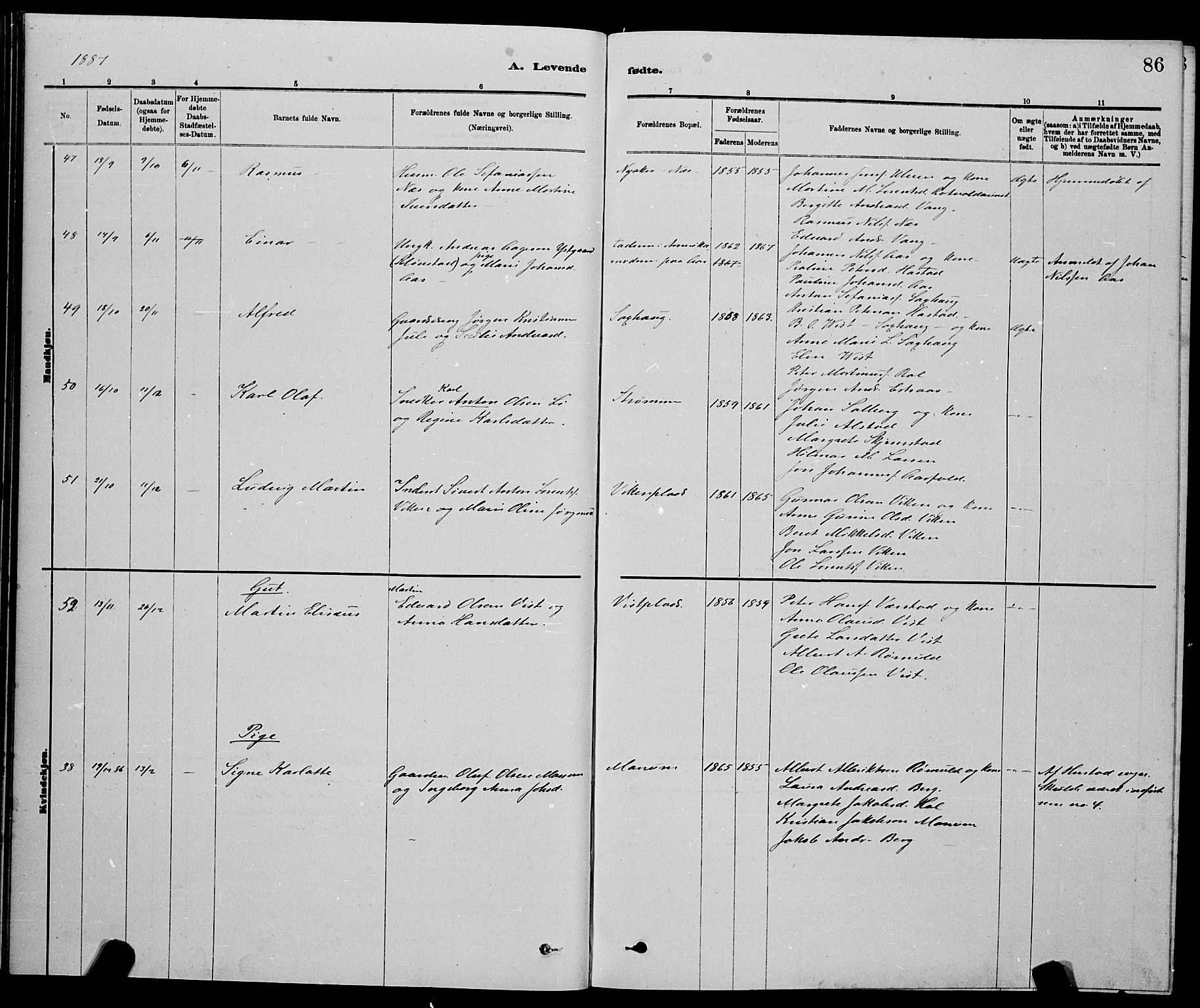 Ministerialprotokoller, klokkerbøker og fødselsregistre - Nord-Trøndelag, AV/SAT-A-1458/730/L0301: Parish register (copy) no. 730C04, 1880-1897, p. 86