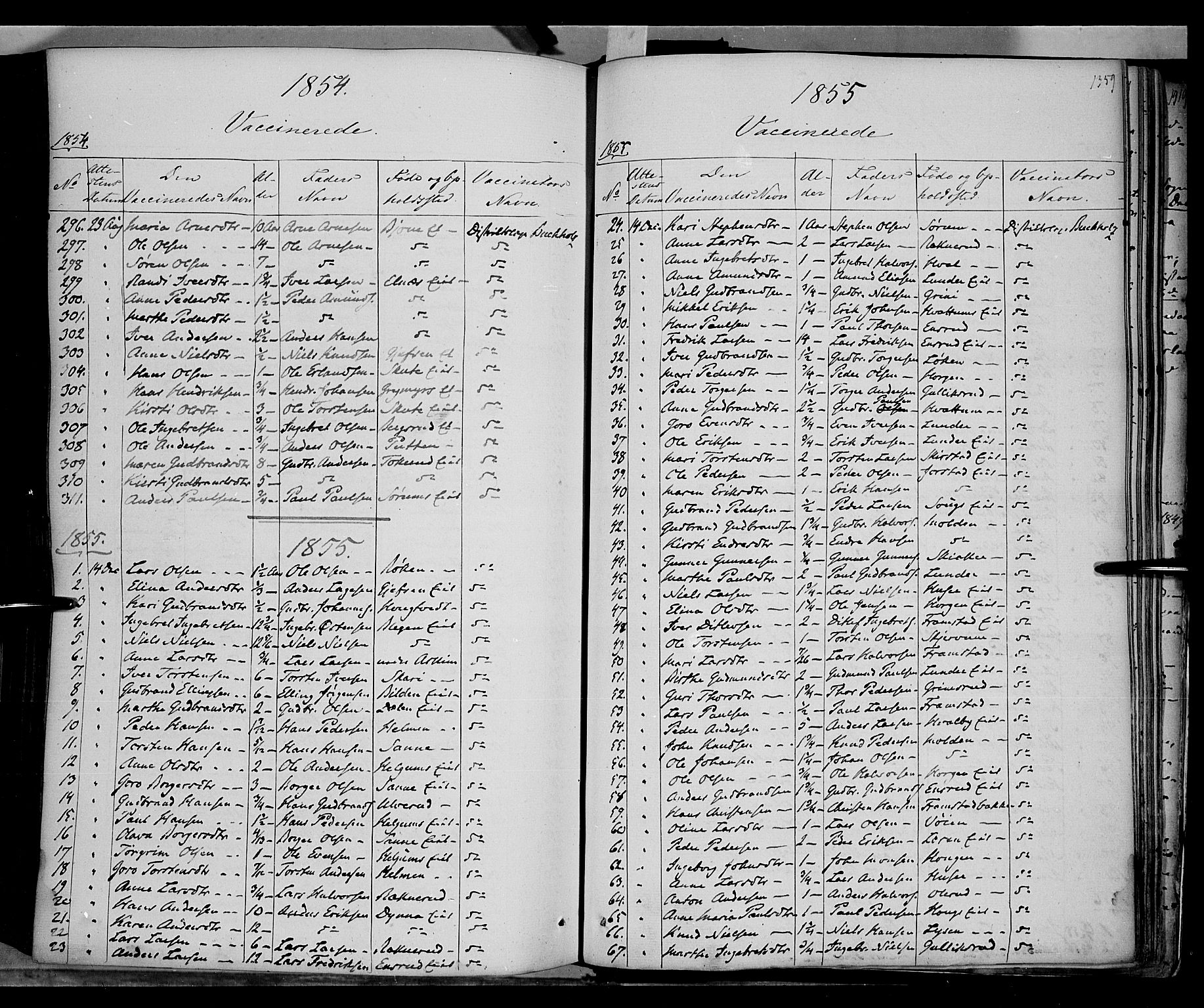 Gran prestekontor, SAH/PREST-112/H/Ha/Haa/L0011: Parish register (official) no. 11, 1842-1856, p. 1358-1359