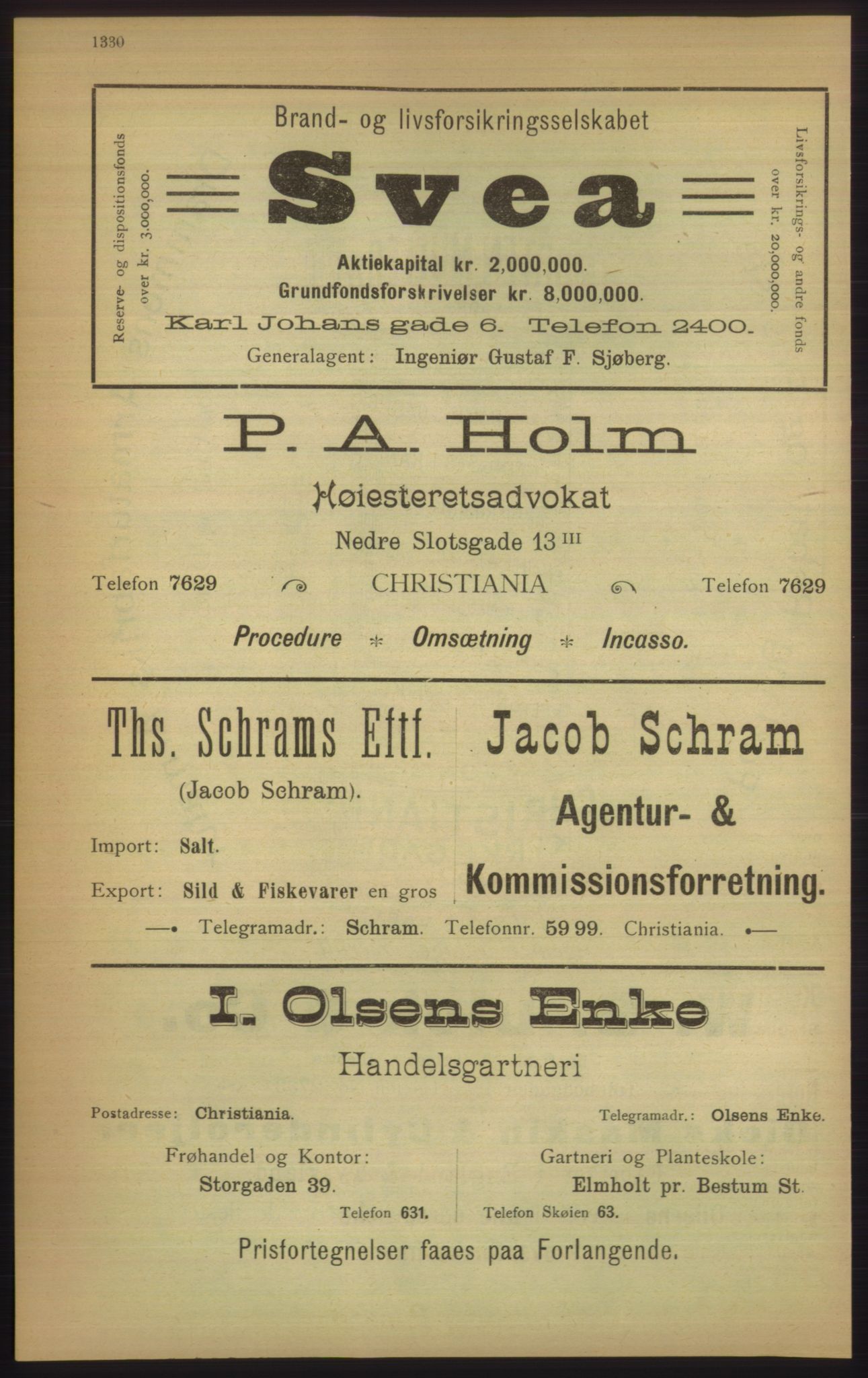 Kristiania/Oslo adressebok, PUBL/-, 1905, p. 1330