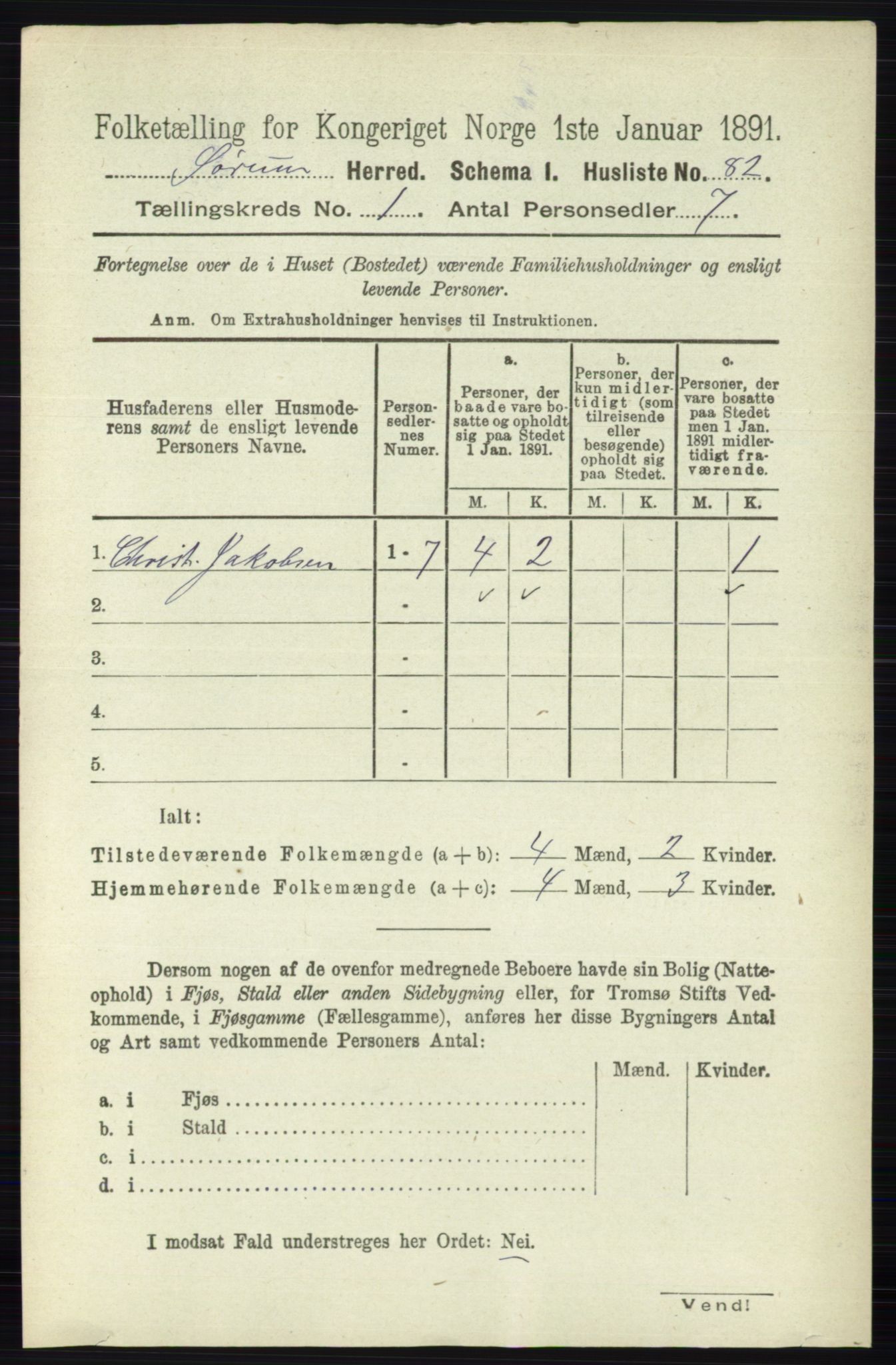 RA, 1891 census for 0226 Sørum, 1891, p. 101