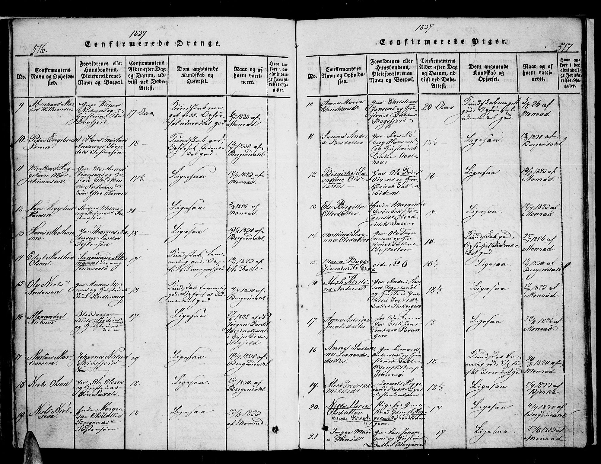 Karlsøy sokneprestembete, SATØ/S-1299/H/Ha/Haa/L0002kirke: Parish register (official) no. 2, 1823-1842, p. 516-517