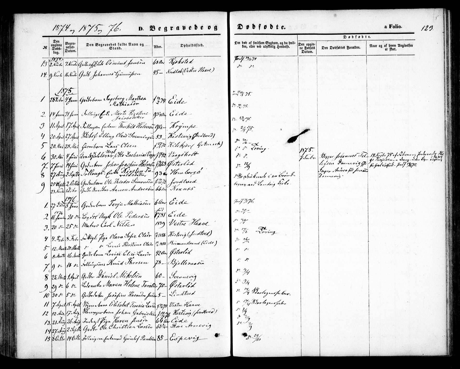 Hommedal sokneprestkontor, AV/SAK-1111-0023/F/Fa/Faa/L0002: Parish register (official) no. A 2, 1861-1884, p. 123