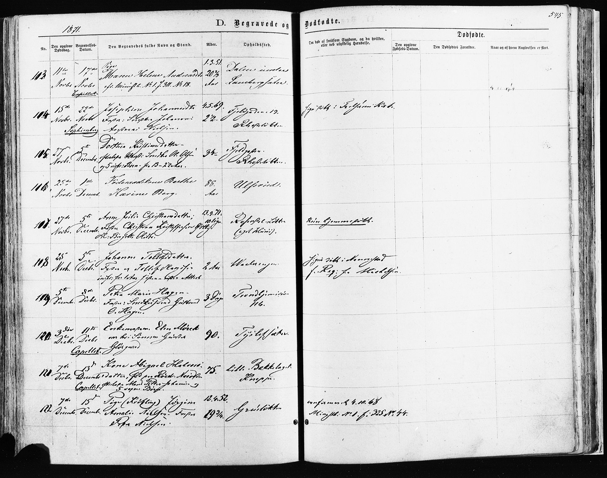 Østre Aker prestekontor Kirkebøker, SAO/A-10840/F/Fa/L0003: Parish register (official) no. I 3, 1869-1875, p. 545
