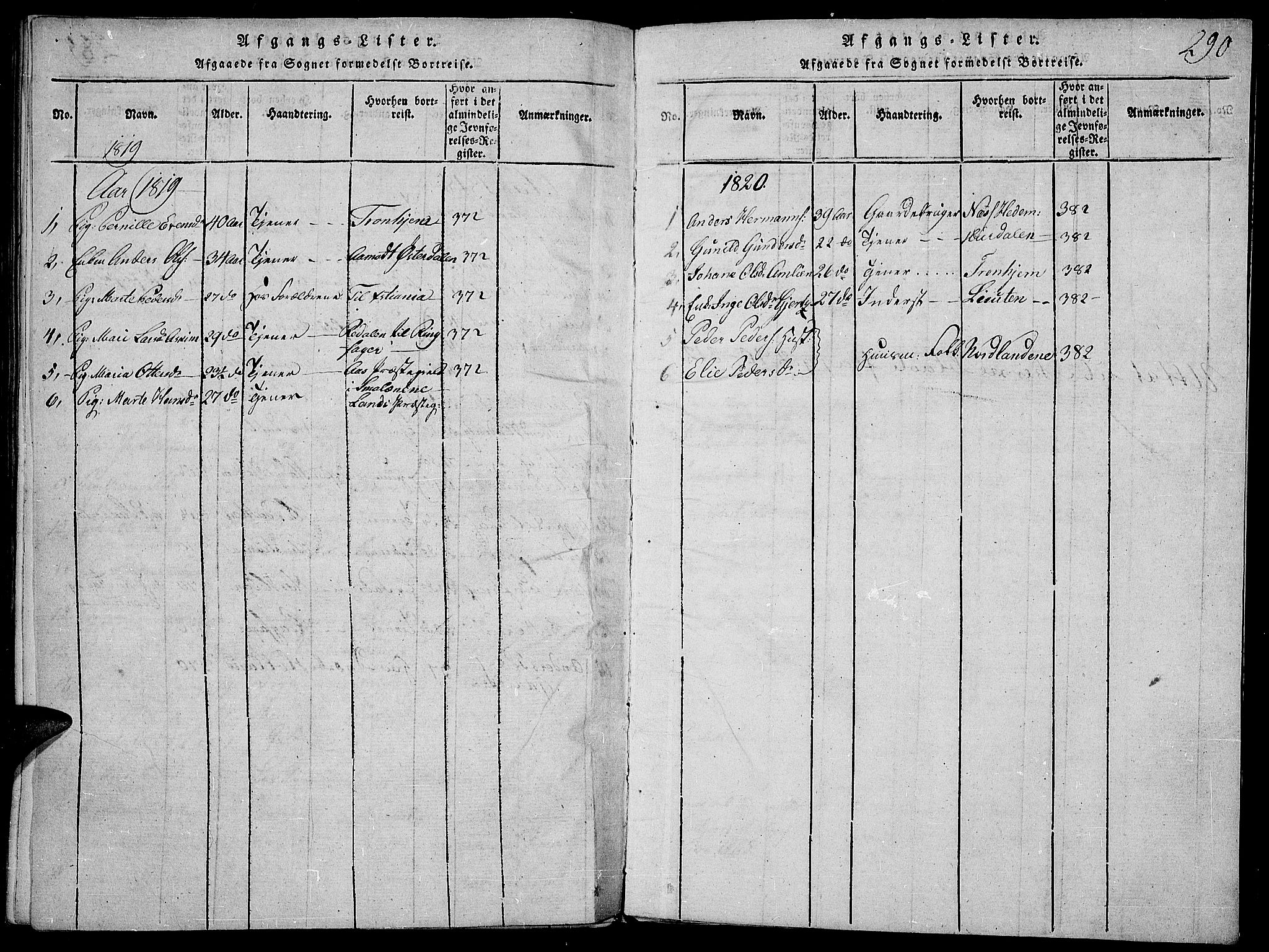 Toten prestekontor, SAH/PREST-102/H/Ha/Haa/L0009: Parish register (official) no. 9, 1814-1820, p. 290