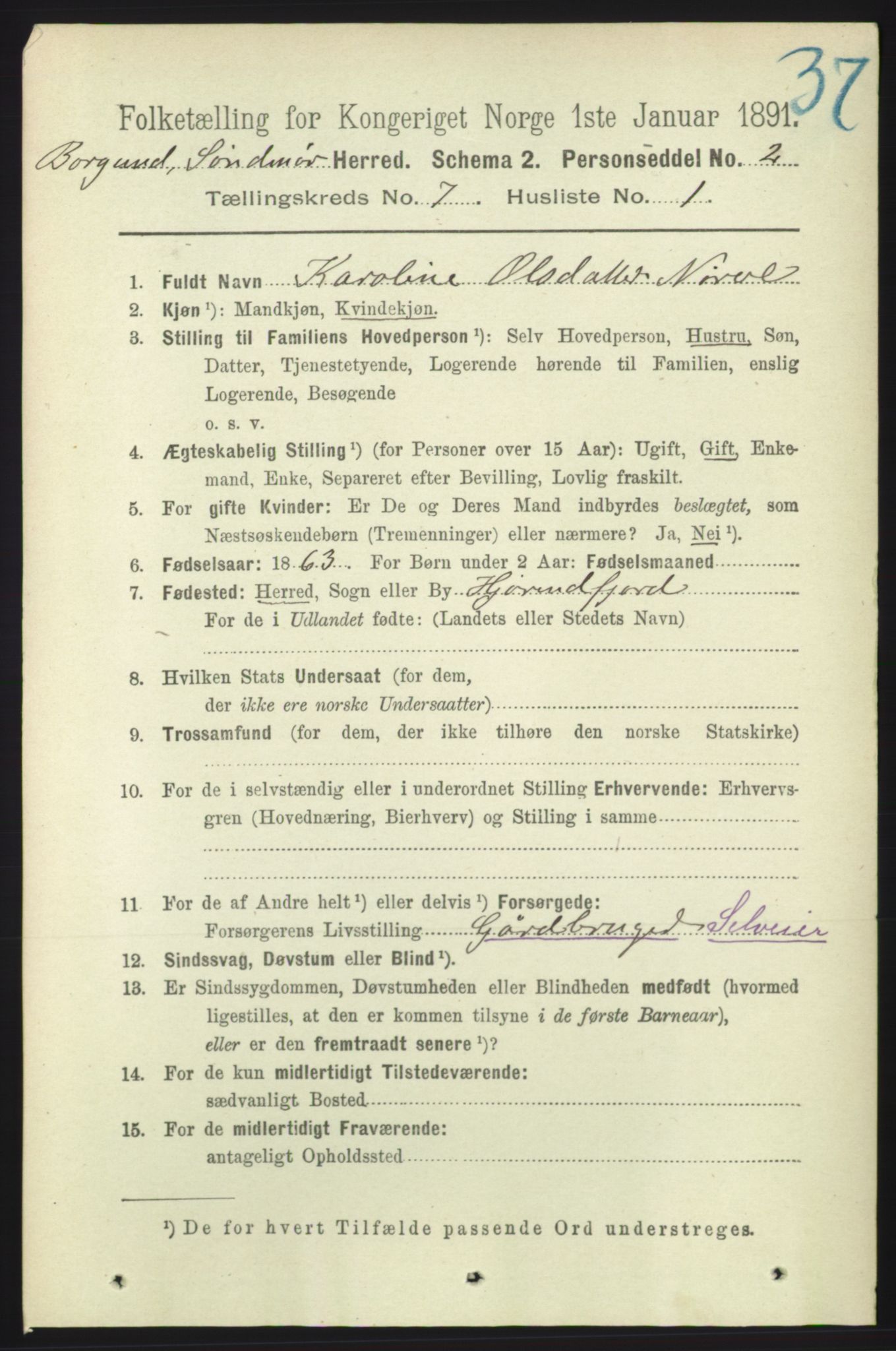 RA, 1891 census for 1531 Borgund, 1891, p. 1851