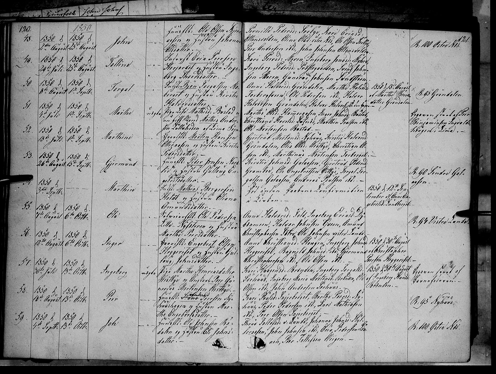 Trysil prestekontor, AV/SAH-PREST-046/H/Ha/Haa/L0004: Parish register (official) no. 4 /1, 1842-1850, p. 120-121