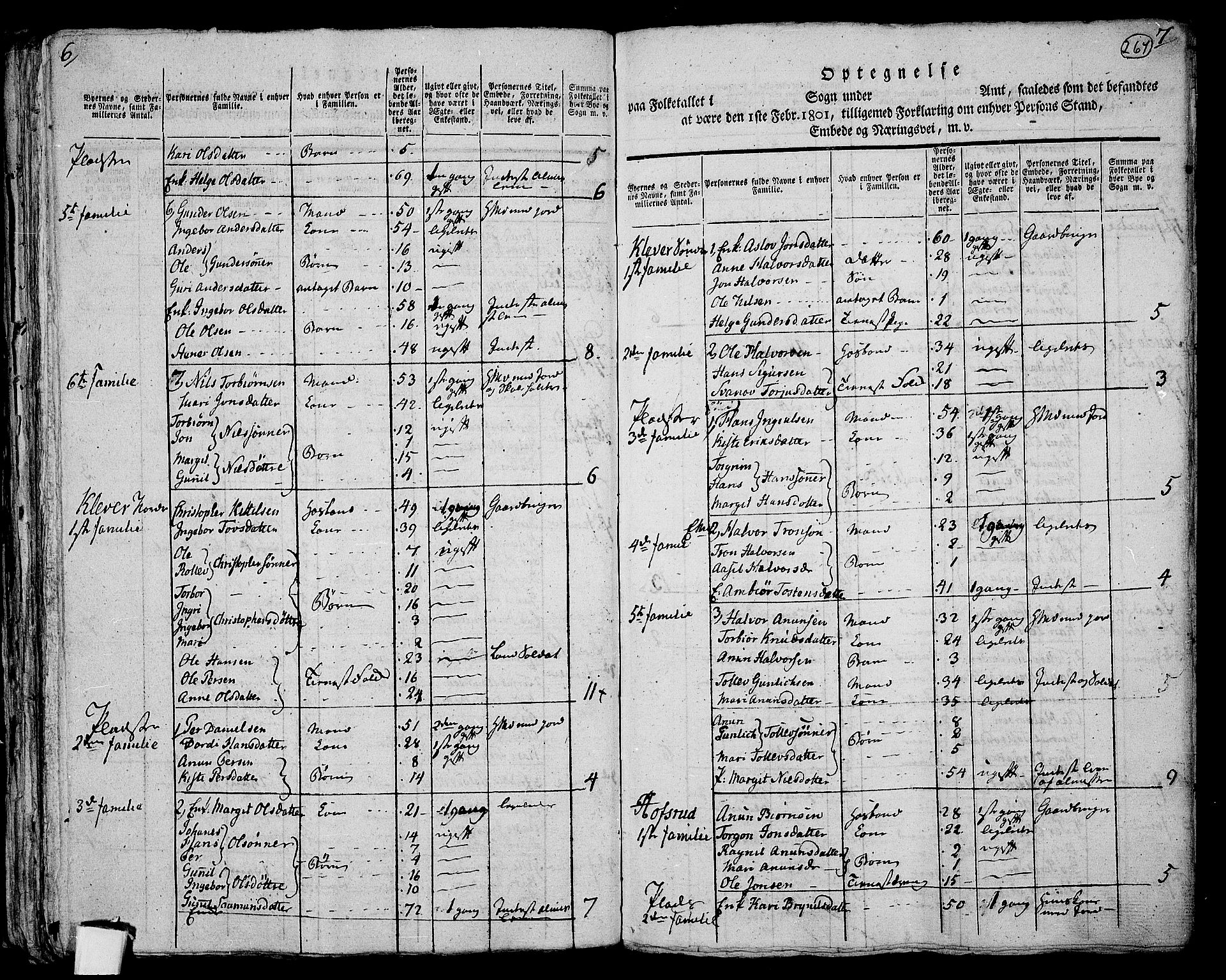 RA, 1801 census for 0822P Sauherad, 1801, p. 266b-267a