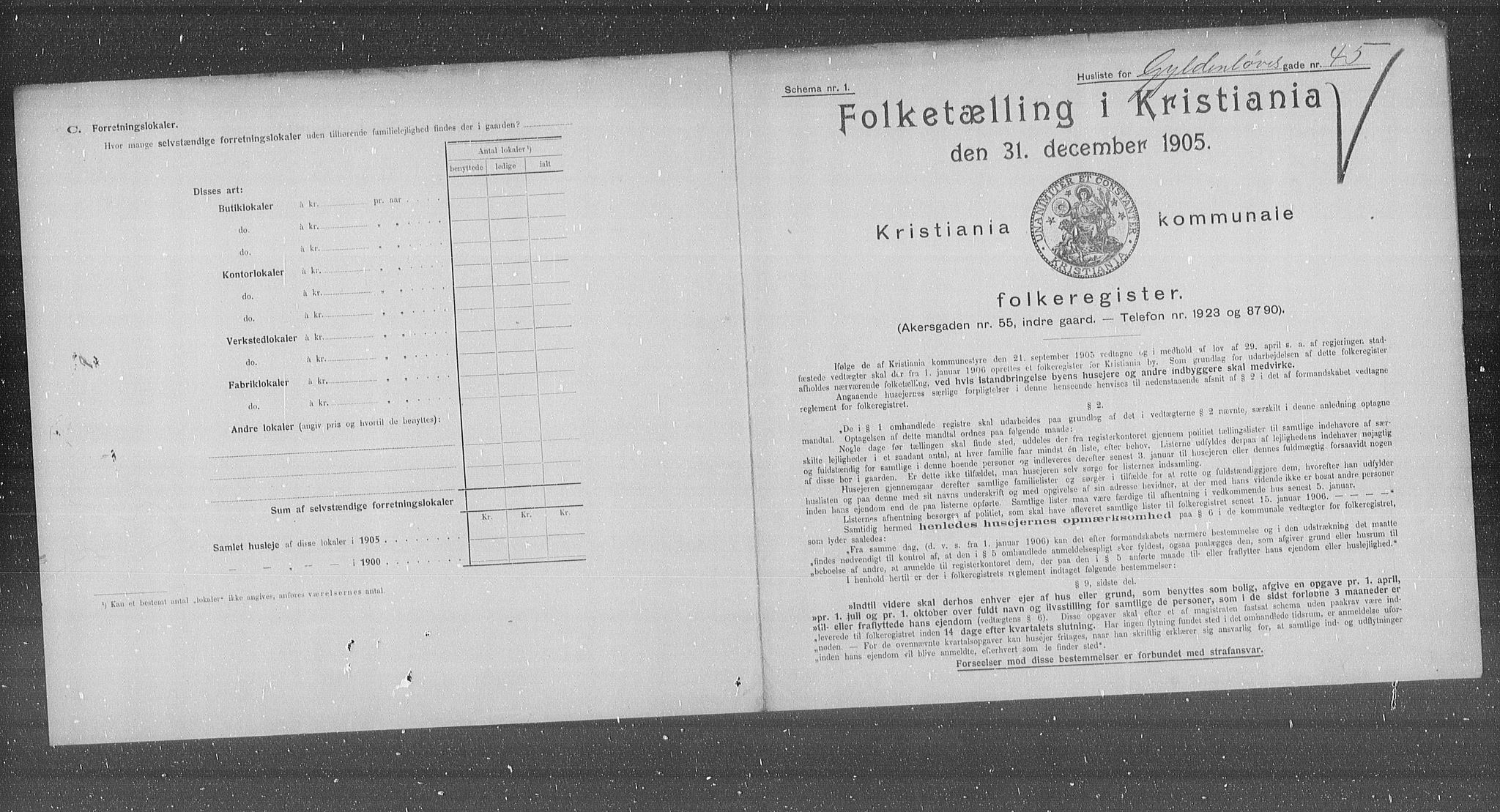 OBA, Municipal Census 1905 for Kristiania, 1905, p. 17174