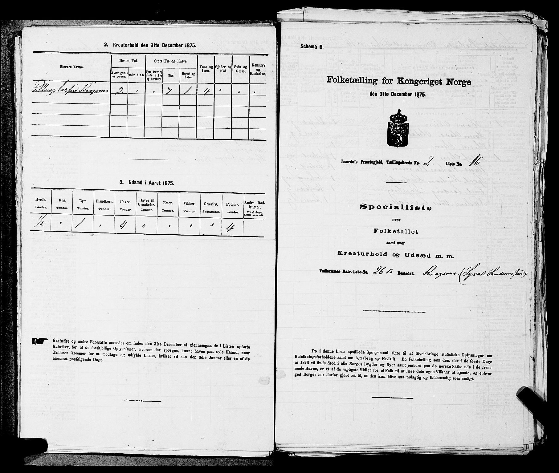 SAKO, 1875 census for 0728P Lardal, 1875, p. 227