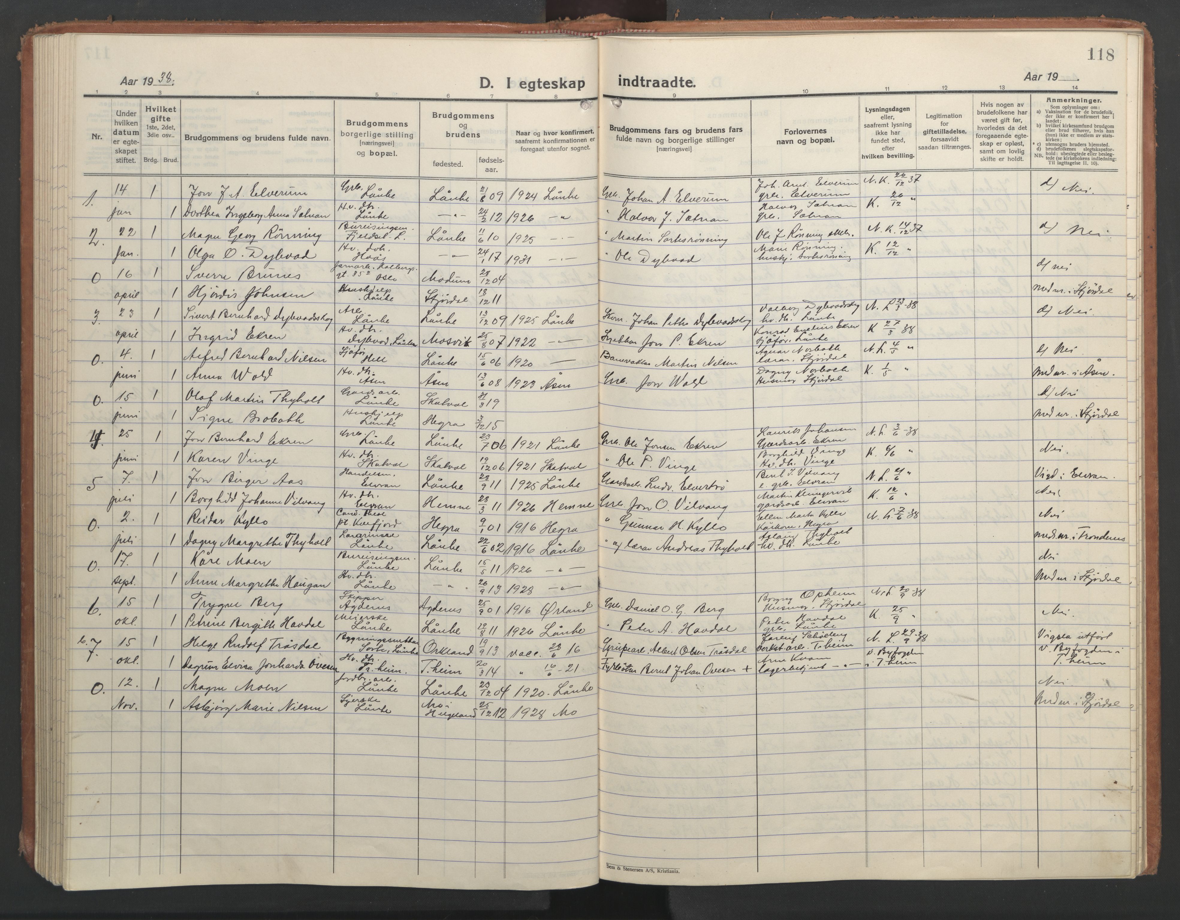 Ministerialprotokoller, klokkerbøker og fødselsregistre - Nord-Trøndelag, SAT/A-1458/710/L0097: Parish register (copy) no. 710C02, 1925-1955, p. 118