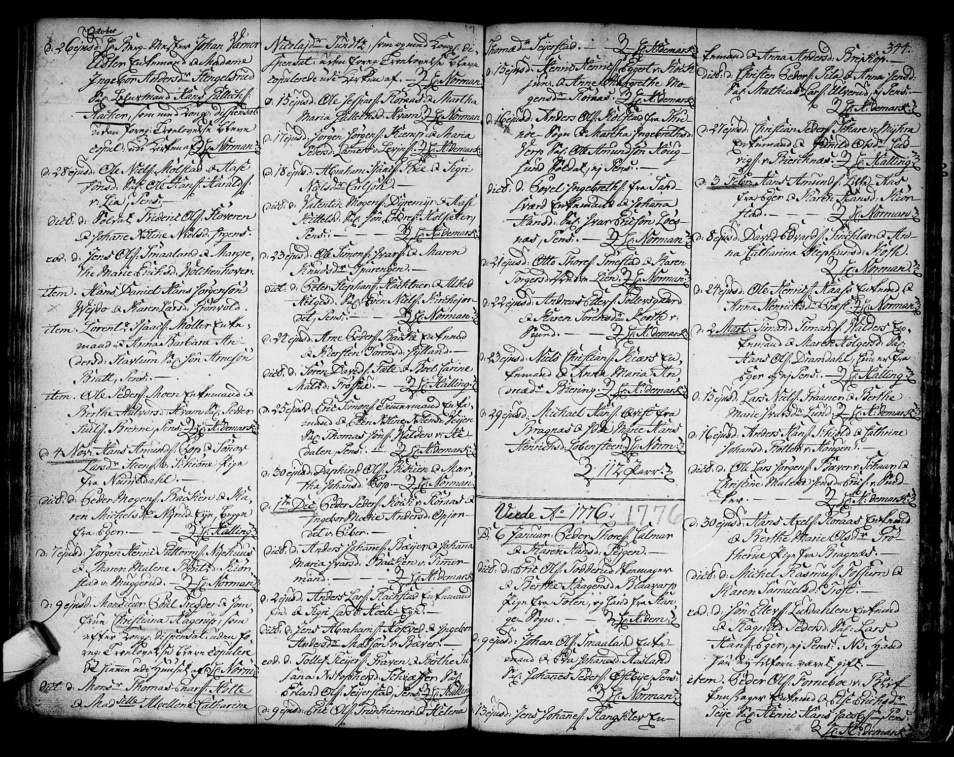 Kongsberg kirkebøker, SAKO/A-22/F/Fa/L0005: Parish register (official) no. I 5, 1769-1782, p. 344