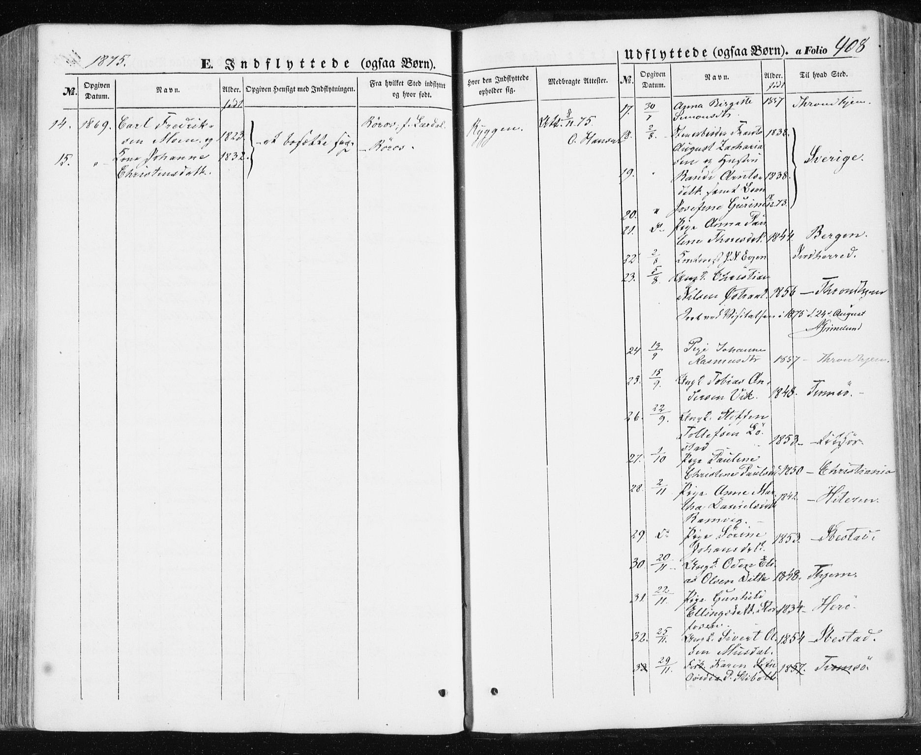 Ministerialprotokoller, klokkerbøker og fødselsregistre - Sør-Trøndelag, AV/SAT-A-1456/659/L0737: Parish register (official) no. 659A07, 1857-1875, p. 408