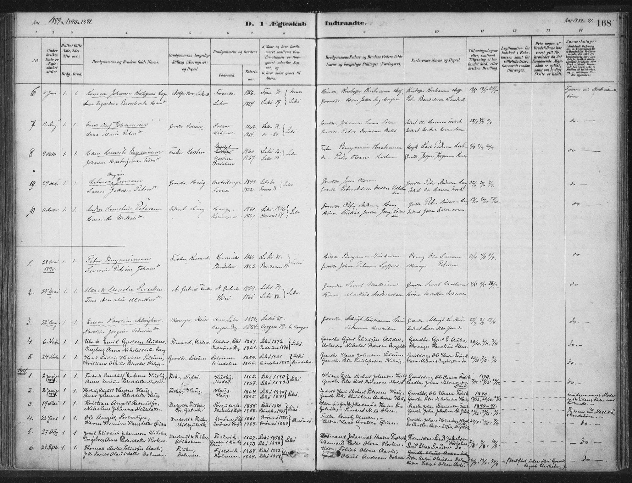 Ministerialprotokoller, klokkerbøker og fødselsregistre - Nord-Trøndelag, SAT/A-1458/788/L0697: Parish register (official) no. 788A04, 1878-1902, p. 168