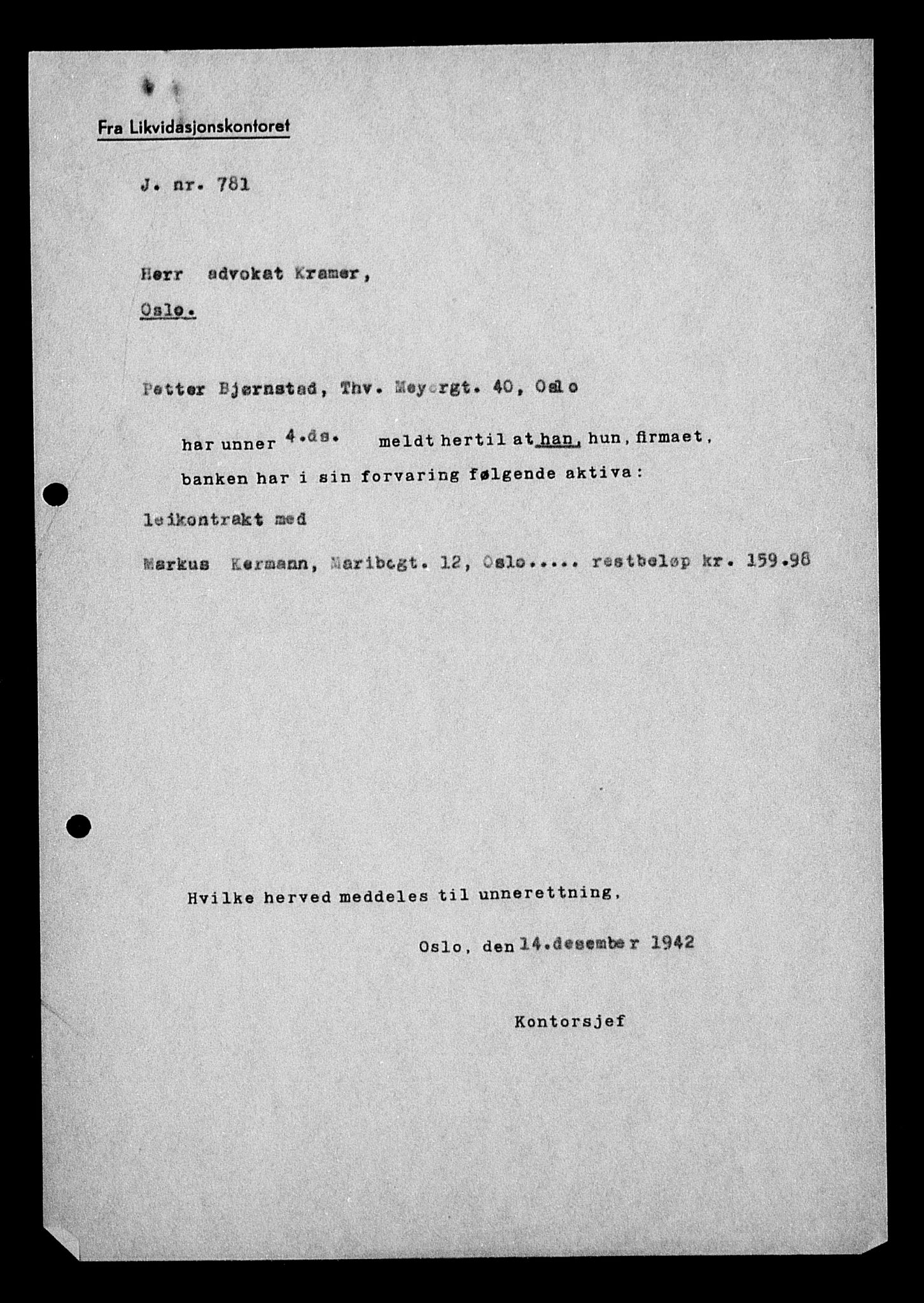 Justisdepartementet, Tilbakeføringskontoret for inndratte formuer, AV/RA-S-1564/H/Hc/Hcc/L0951: --, 1945-1947, p. 12