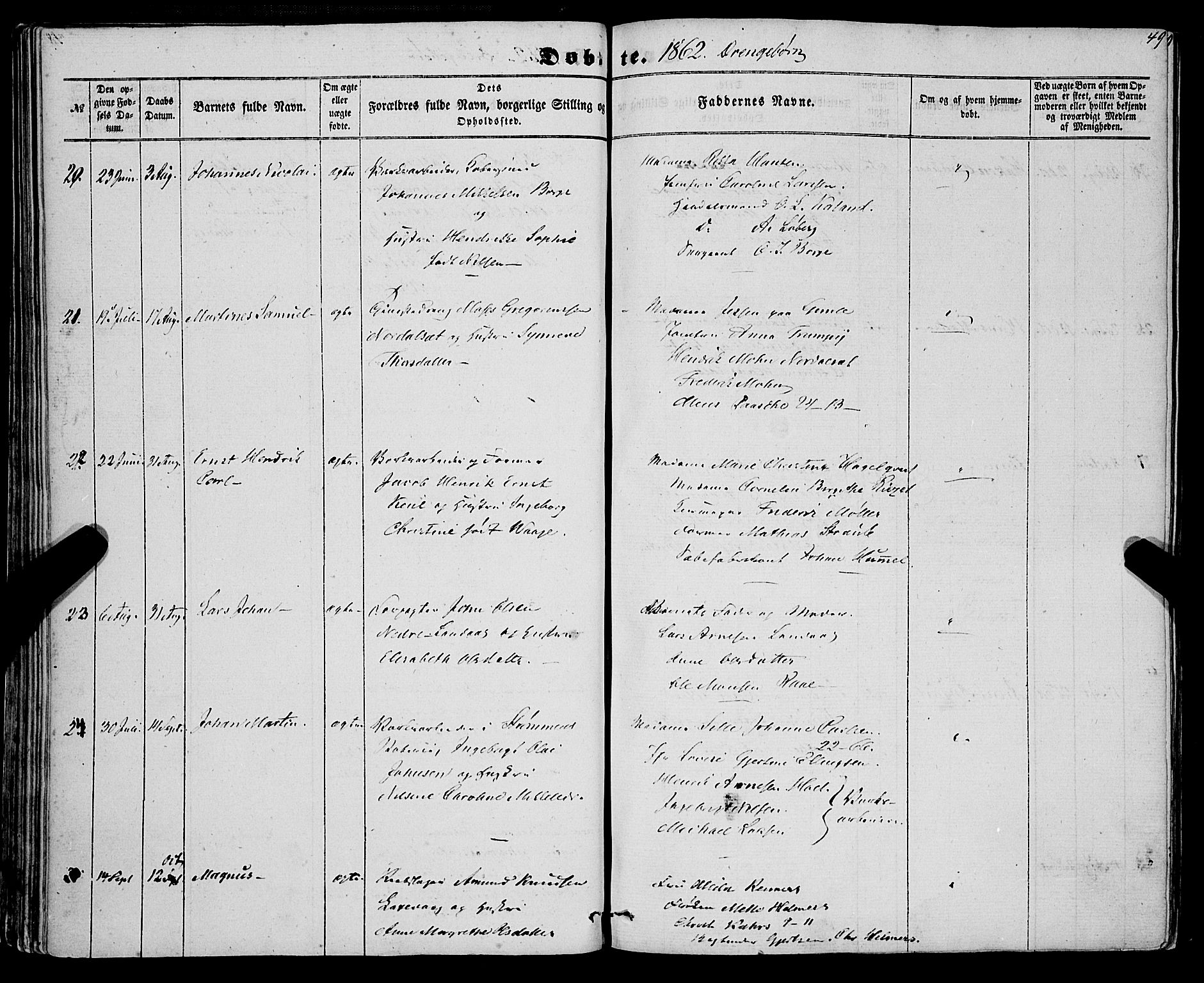 St. Jørgens hospital og Årstad sokneprestembete, AV/SAB-A-99934: Parish register (official) no. A 5, 1857-1869, p. 49