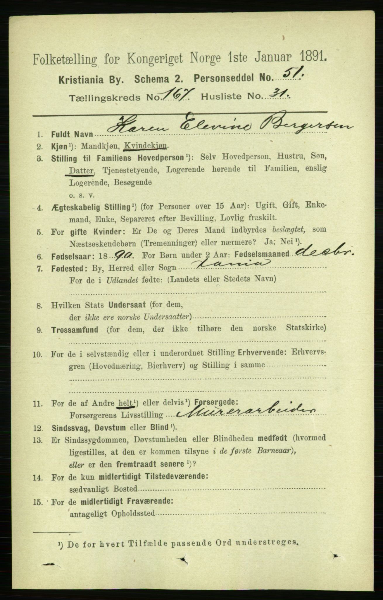 RA, 1891 census for 0301 Kristiania, 1891, p. 97958
