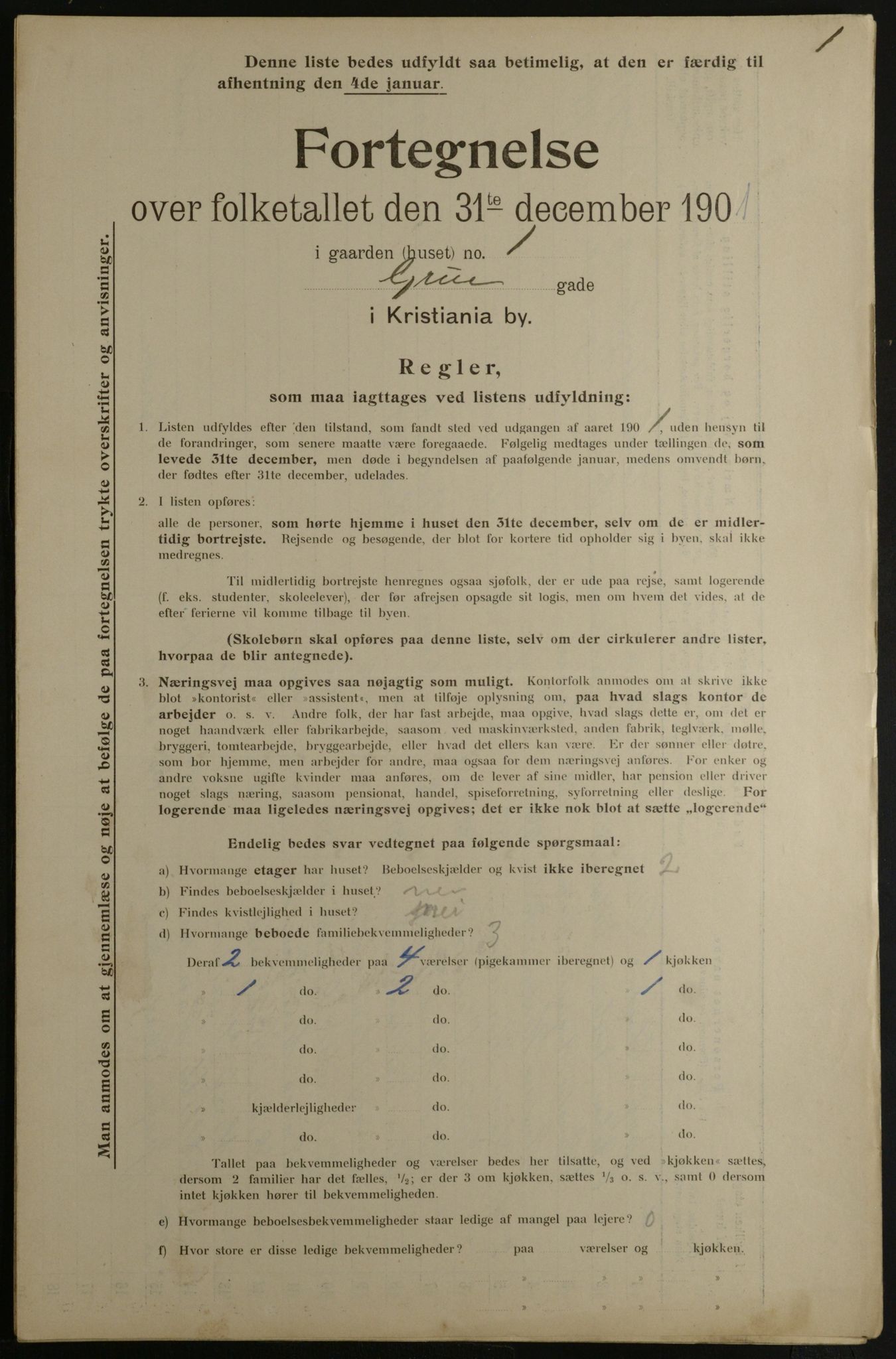 OBA, Municipal Census 1901 for Kristiania, 1901, p. 4911