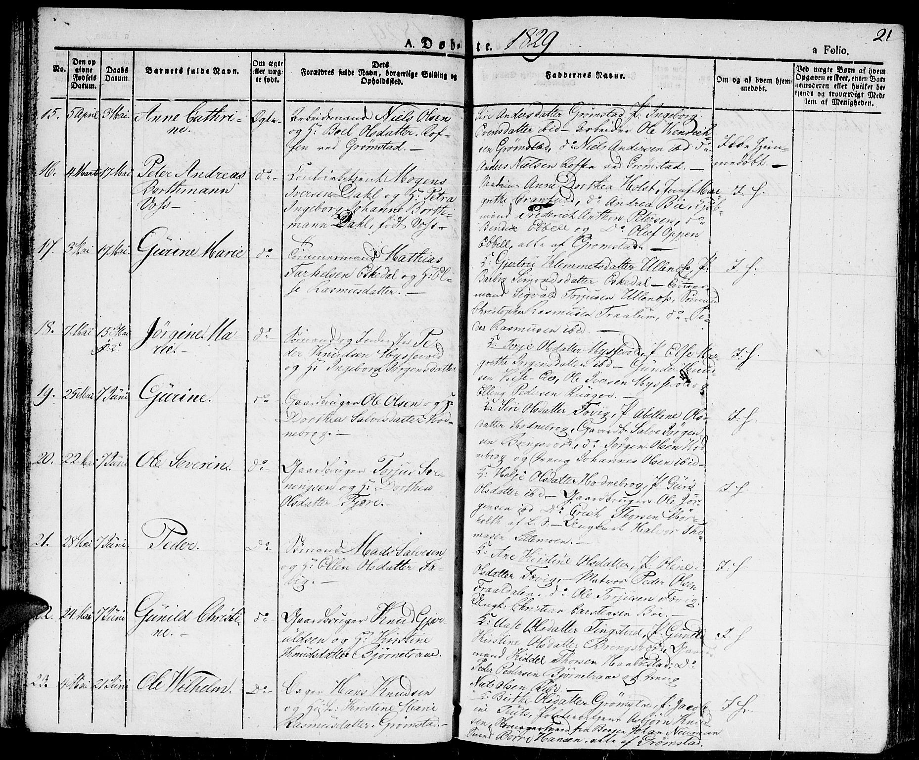 Fjære sokneprestkontor, SAK/1111-0011/F/Fa/L0002: Parish register (official) no. A 2, 1827-1839, p. 21