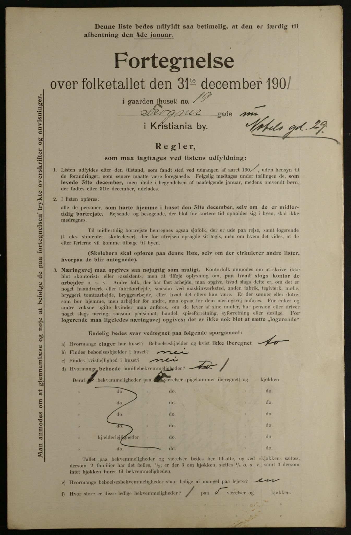 OBA, Municipal Census 1901 for Kristiania, 1901, p. 10943