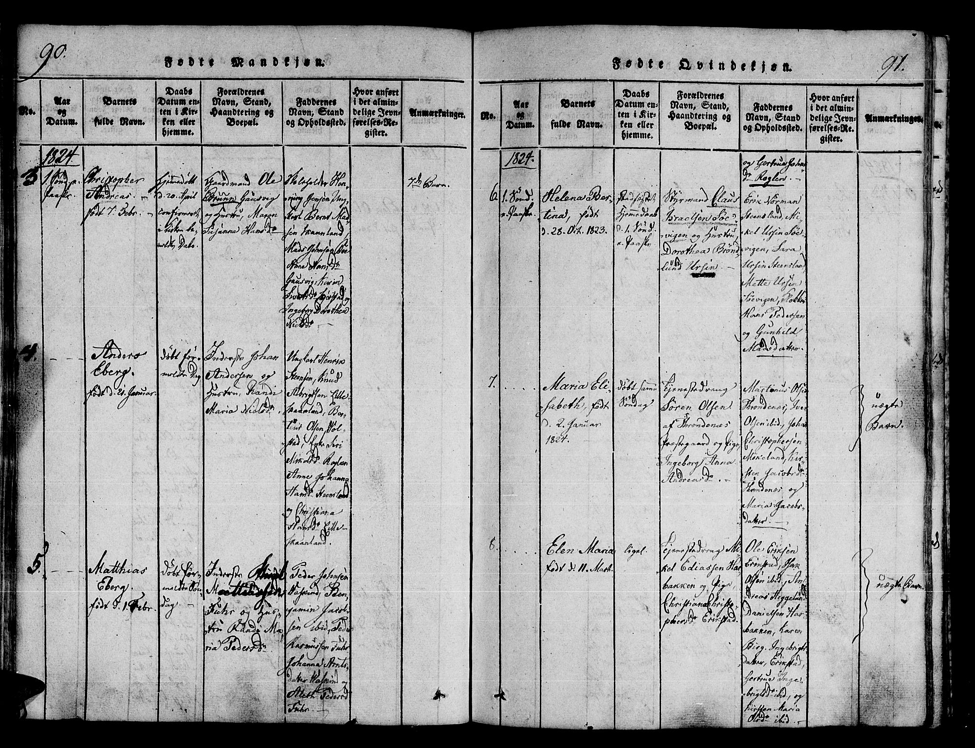 Trondenes sokneprestkontor, AV/SATØ-S-1319/H/Ha/L0006kirke: Parish register (official) no. 6, 1821-1827, p. 90-91