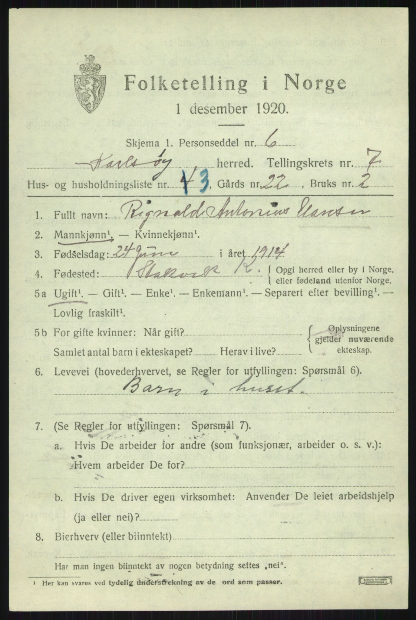 SATØ, 1920 census for Karlsøy, 1920, p. 2680