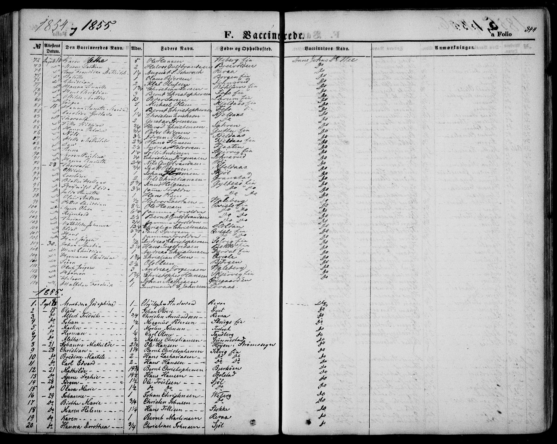 Sande Kirkebøker, SAKO/A-53/F/Fa/L0004: Parish register (official) no. 4, 1847-1864, p. 344