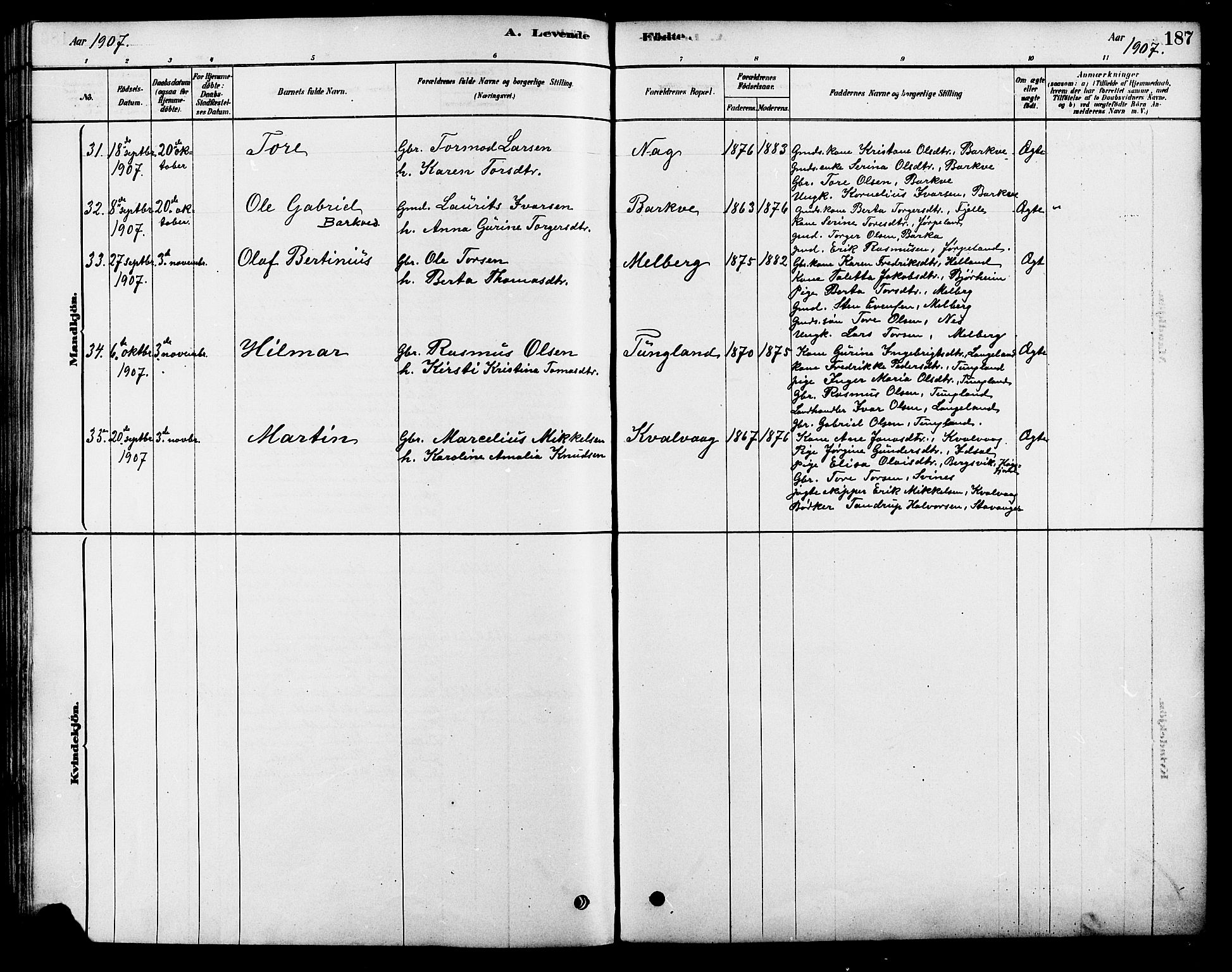 Strand sokneprestkontor, AV/SAST-A-101828/H/Ha/Haa/L0009: Parish register (official) no. A 9, 1877-1908, p. 187