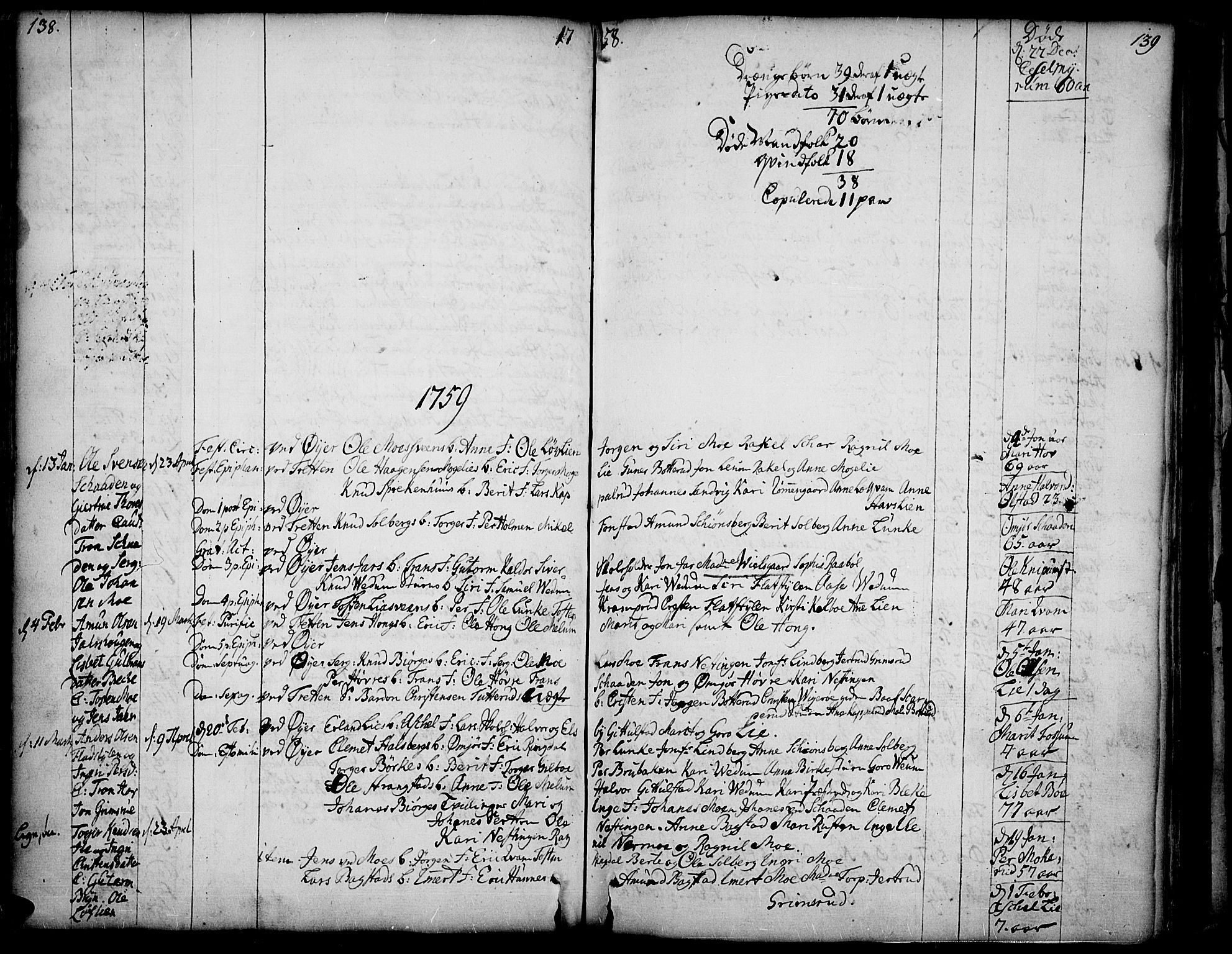 Øyer prestekontor, SAH/PREST-084/H/Ha/Haa/L0002: Parish register (official) no. 2, 1733-1784, p. 138-139
