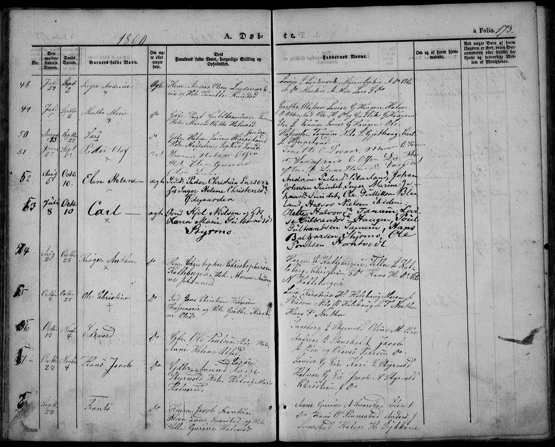 Lardal kirkebøker, SAKO/A-350/F/Fa/L0006: Parish register (official) no. I 6, 1835-1860, p. 173