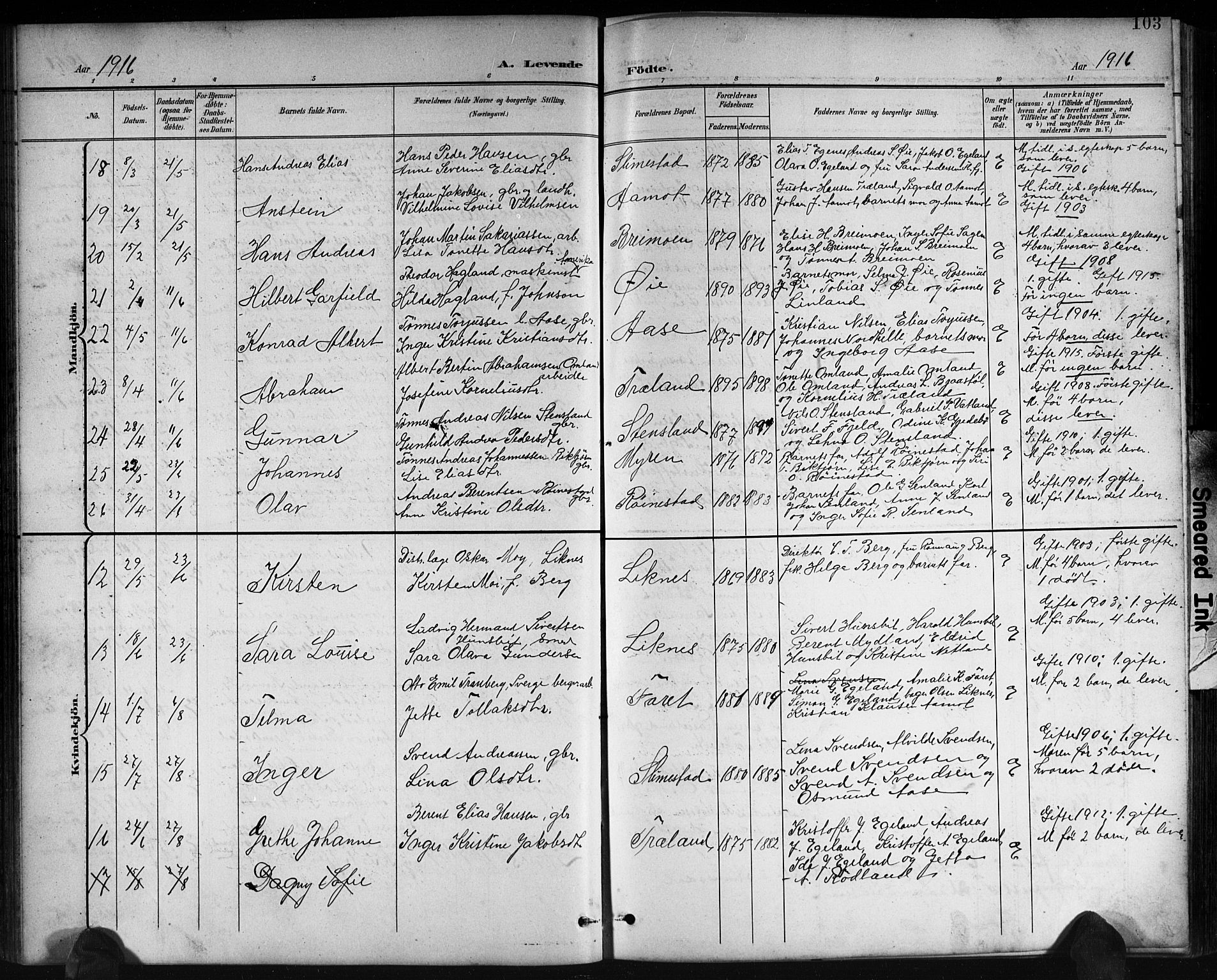 Kvinesdal sokneprestkontor, SAK/1111-0026/F/Fb/Fbb/L0003: Parish register (copy) no. B 3, 1898-1916, p. 103