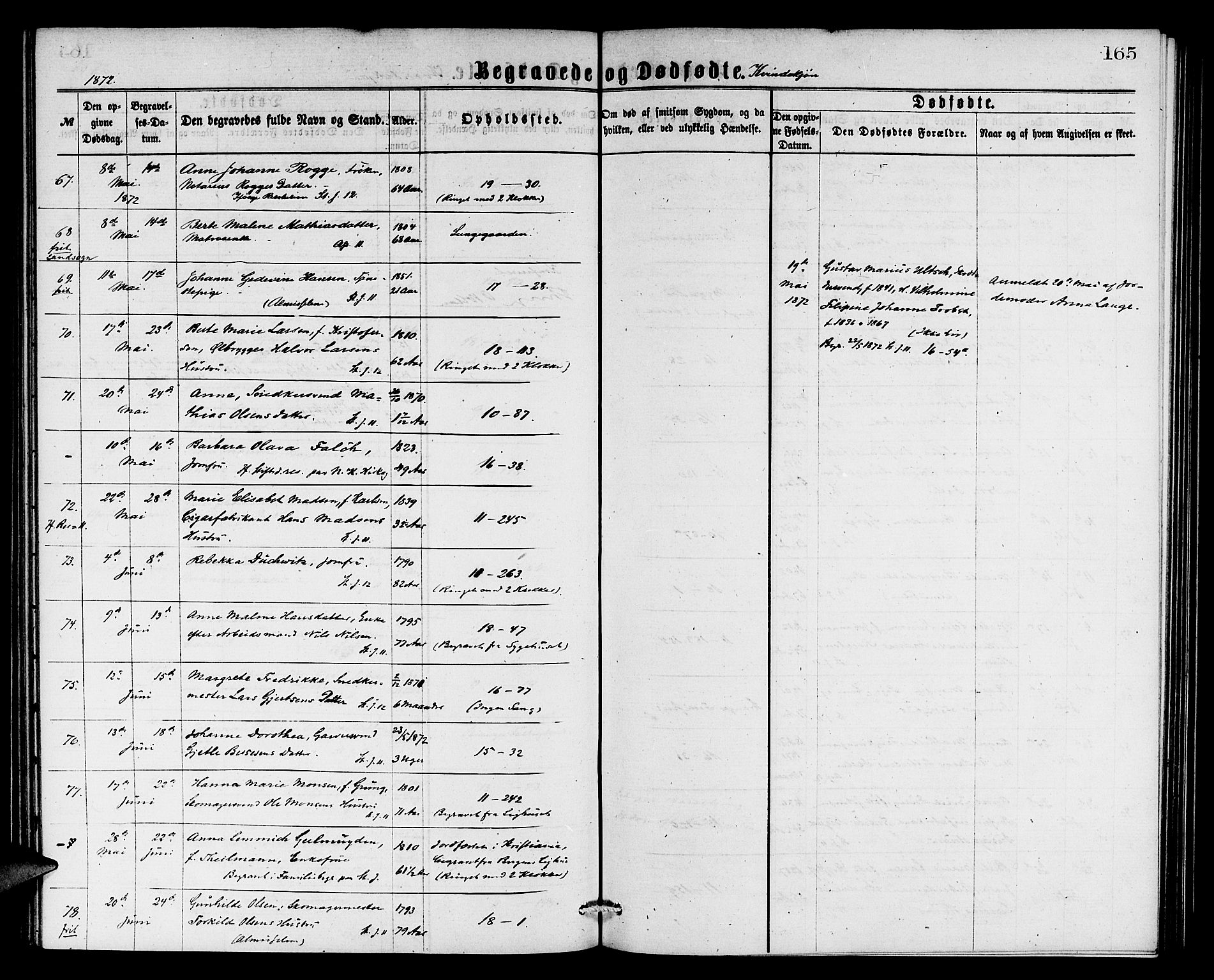 Domkirken sokneprestembete, AV/SAB-A-74801/H/Hab/L0040: Parish register (copy) no. E 4, 1868-1877, p. 165