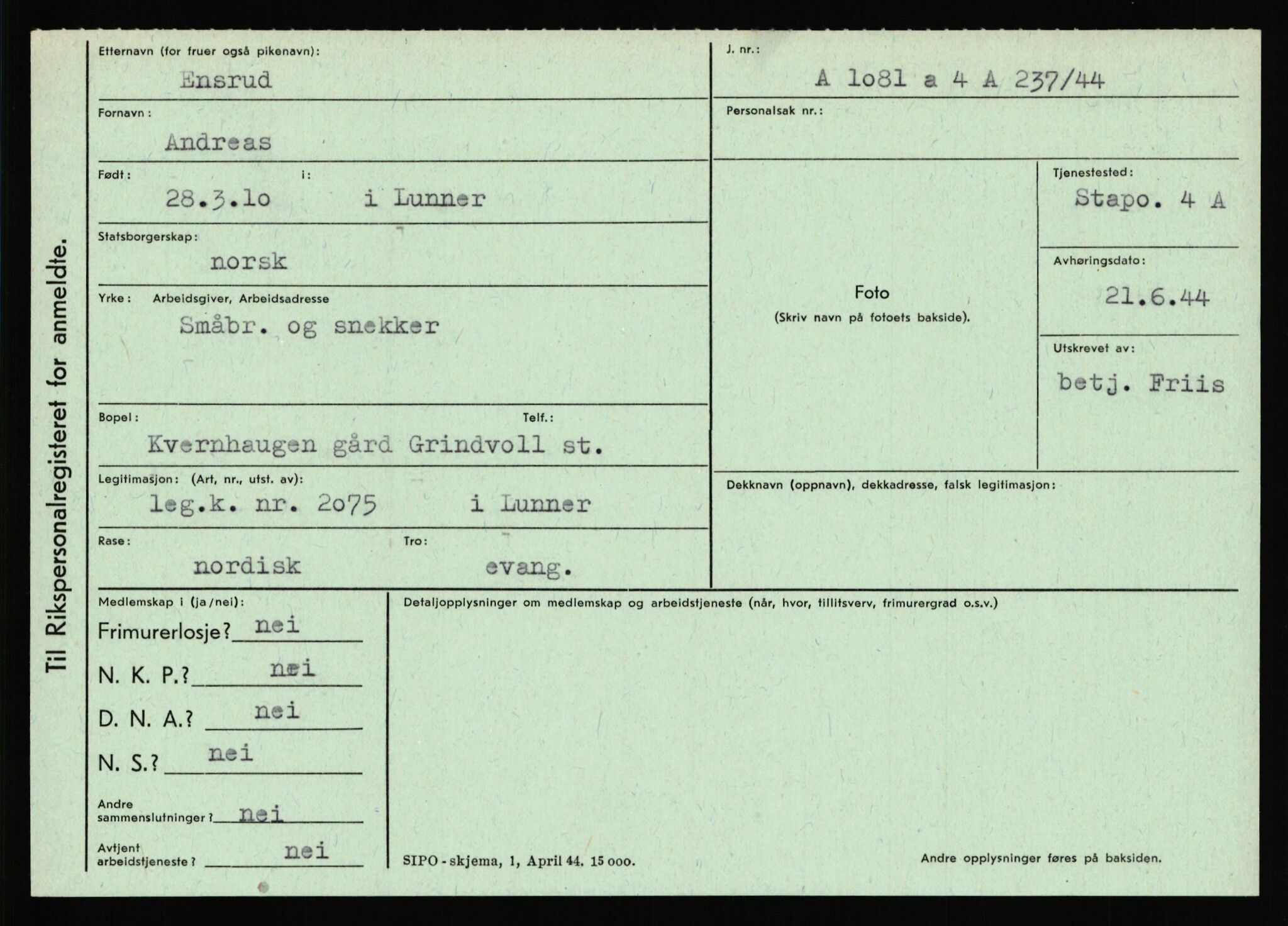 Statspolitiet - Hovedkontoret / Osloavdelingen, AV/RA-S-1329/C/Ca/L0004: Eid - funn av gjenstander	, 1943-1945, p. 1430