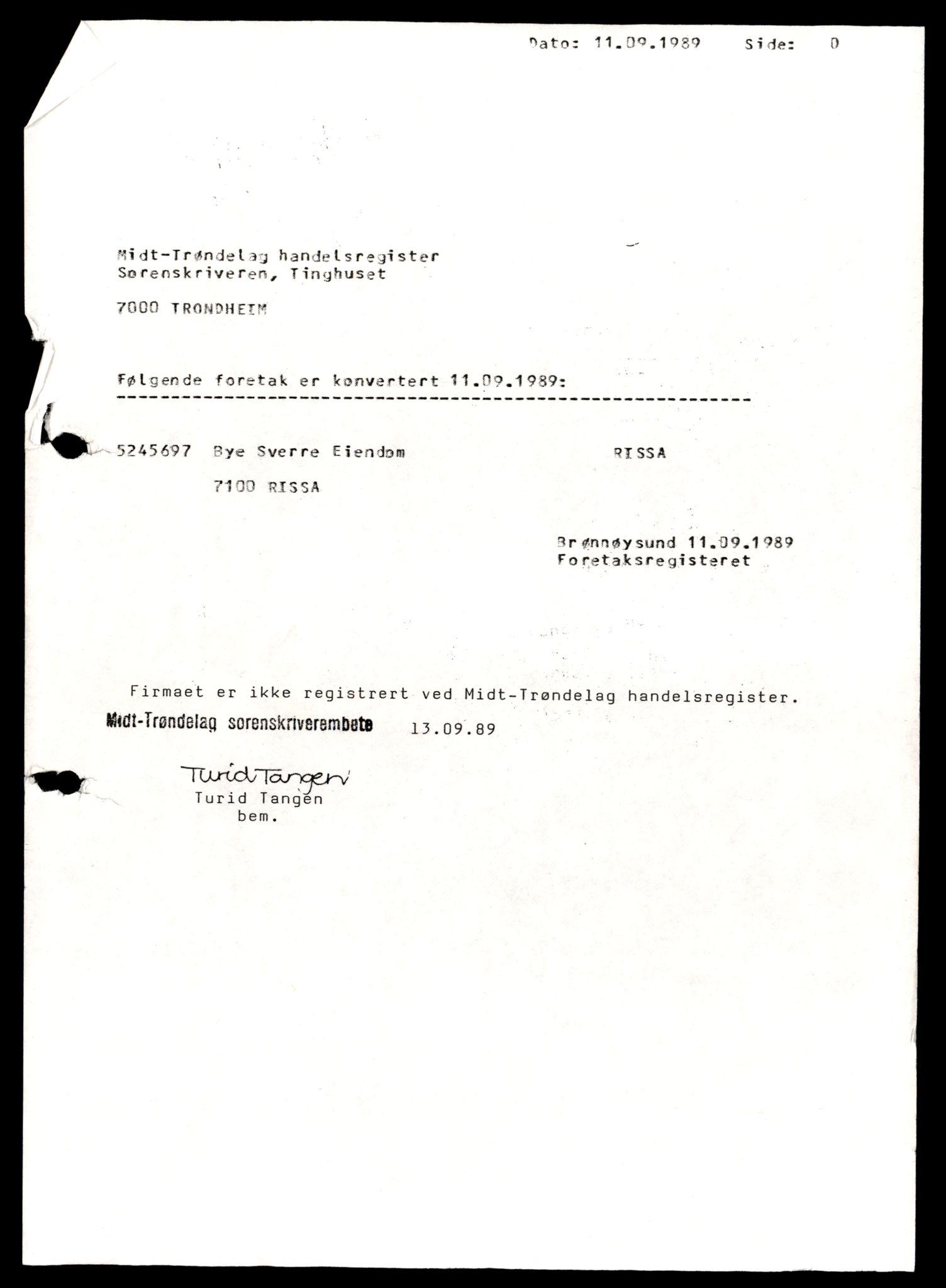 Midt-Trøndelag sorenskriveri, SAT/A-0016/2/J/Jd/Jdb/L0001: Bilag, diverse foretak, A-Å, 1944-1990, p. 3