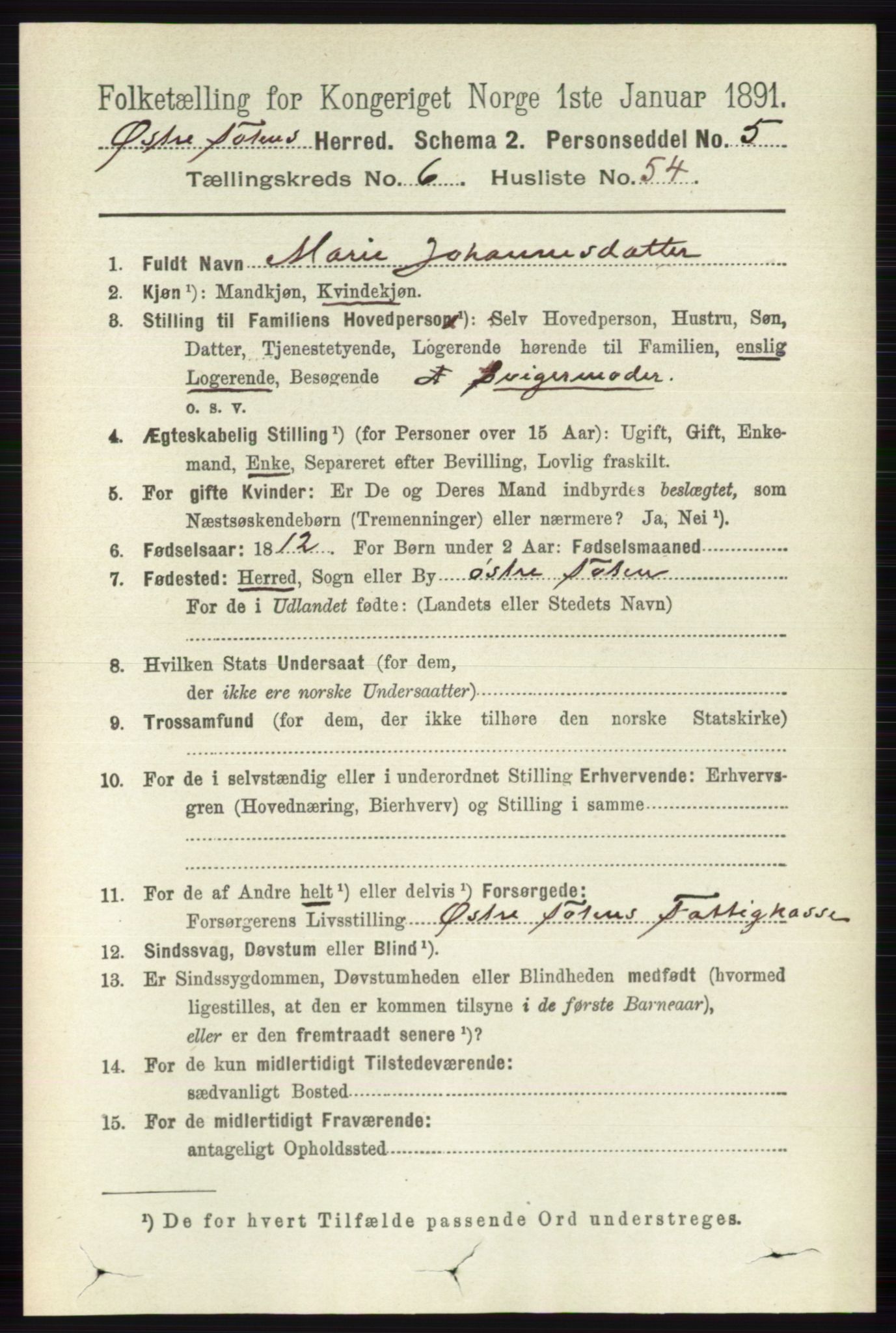 RA, 1891 census for 0528 Østre Toten, 1891, p. 4116