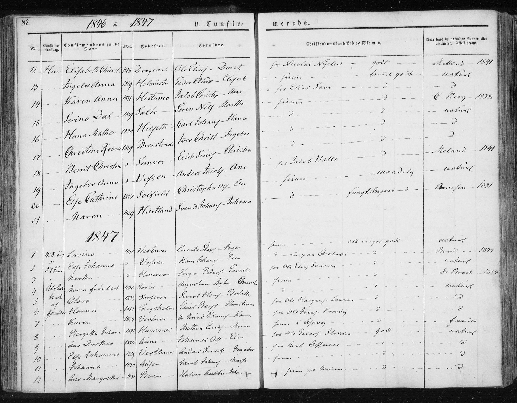 Ministerialprotokoller, klokkerbøker og fødselsregistre - Nordland, AV/SAT-A-1459/830/L0447: Parish register (official) no. 830A11, 1831-1854, p. 82