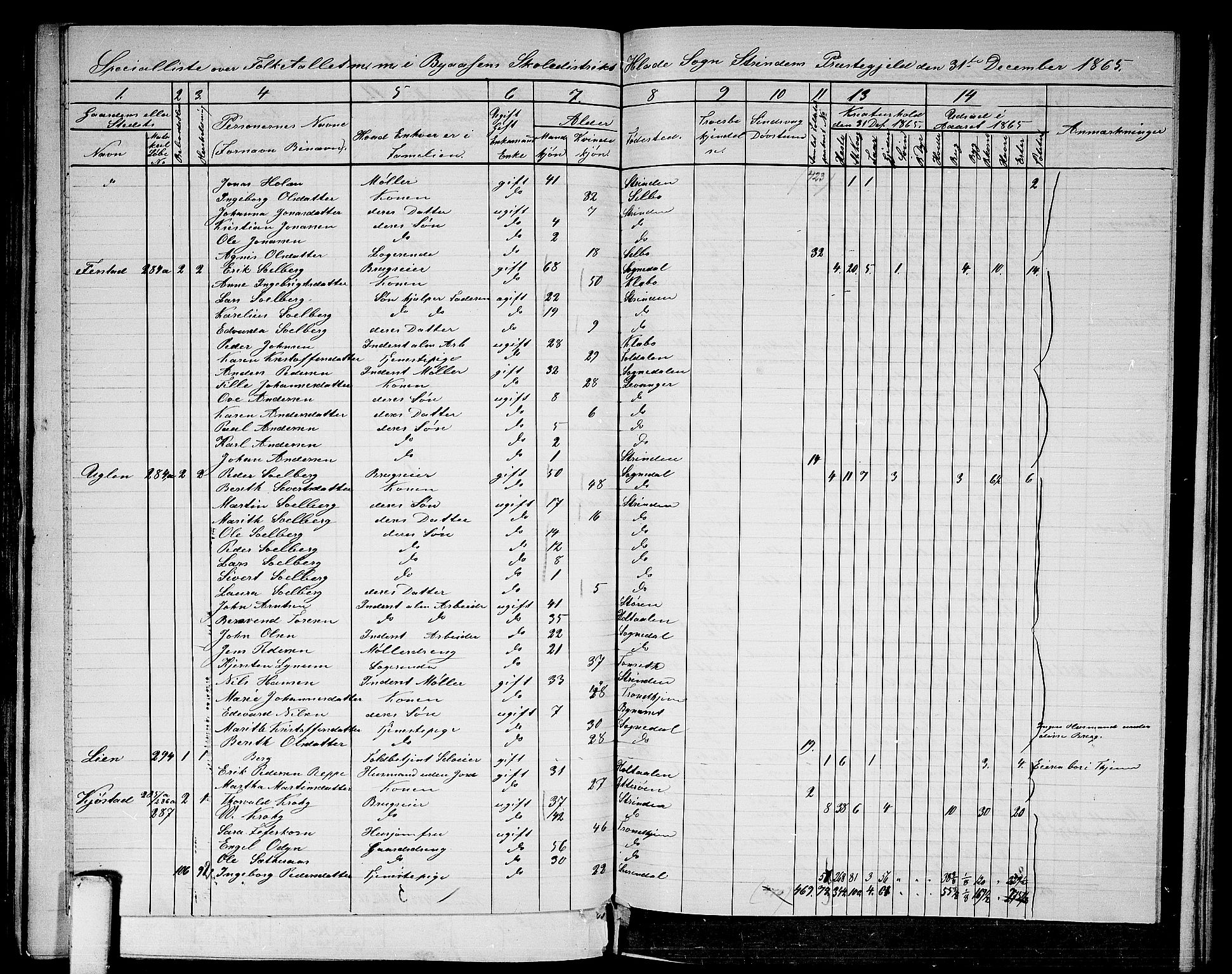 RA, 1865 census for Strinda, 1865, p. 156