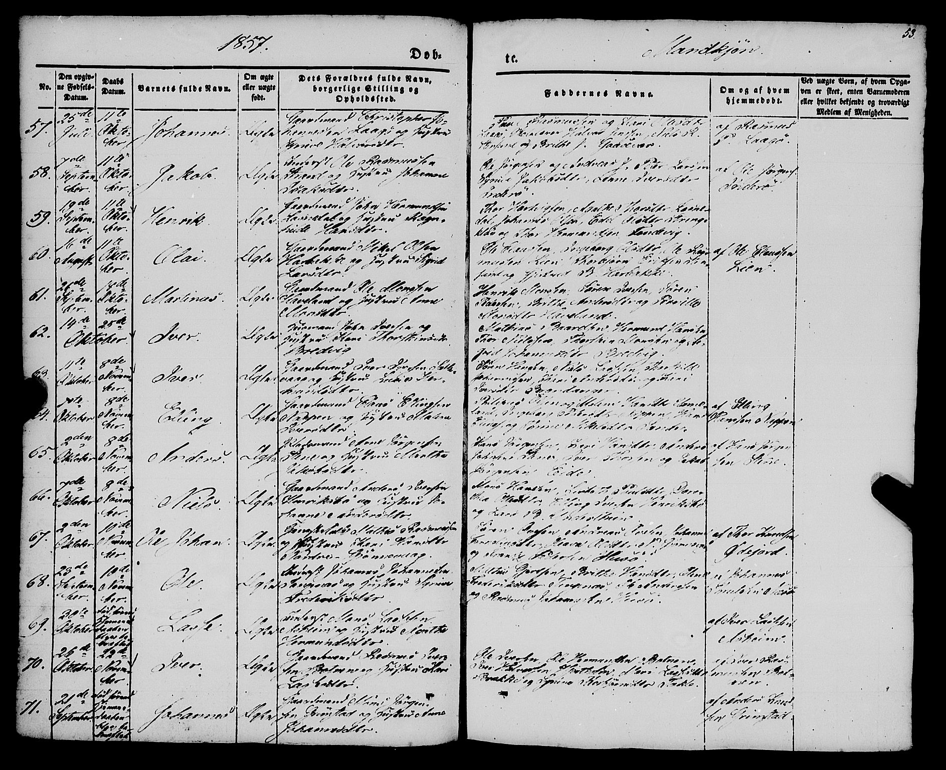 Gulen sokneprestembete, AV/SAB-A-80201/H/Haa/Haaa/L0021: Parish register (official) no. A 21, 1848-1858, p. 53