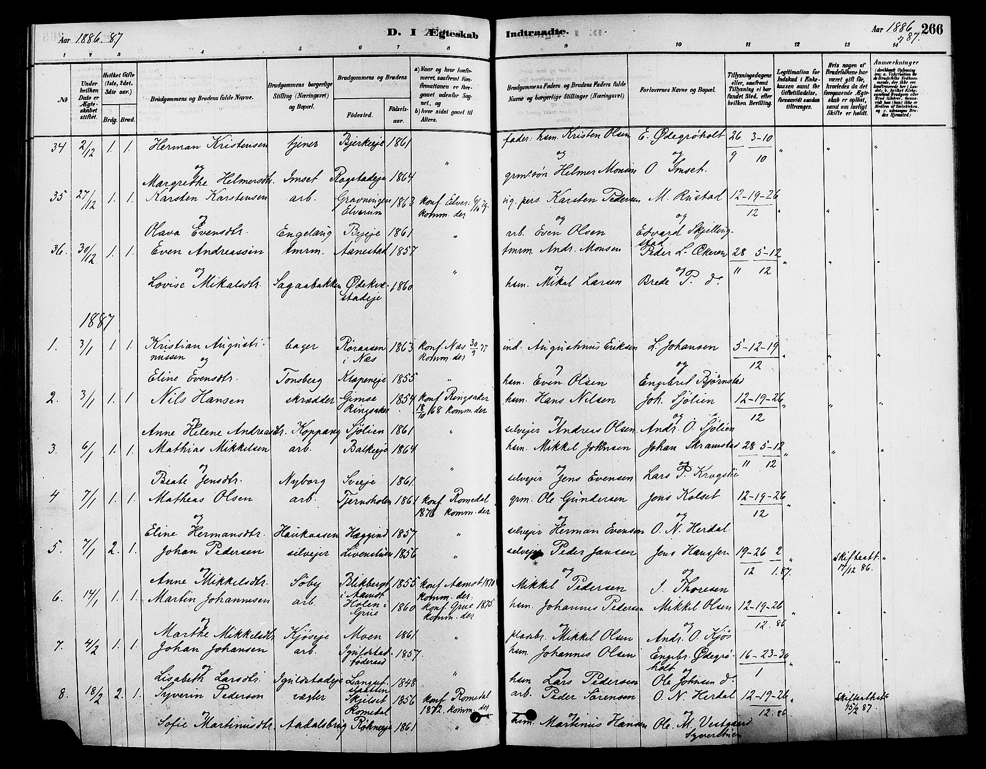 Løten prestekontor, SAH/PREST-022/K/Ka/L0009: Parish register (official) no. 9, 1878-1891, p. 266