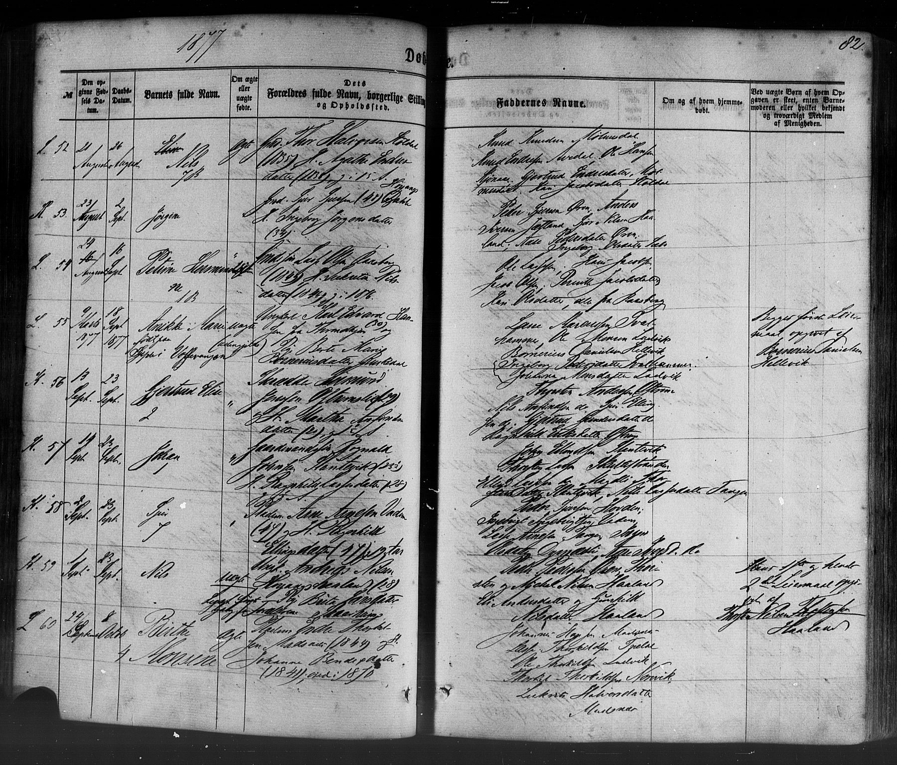 Lavik sokneprestembete, AV/SAB-A-80901: Parish register (official) no. A 4, 1864-1881, p. 82