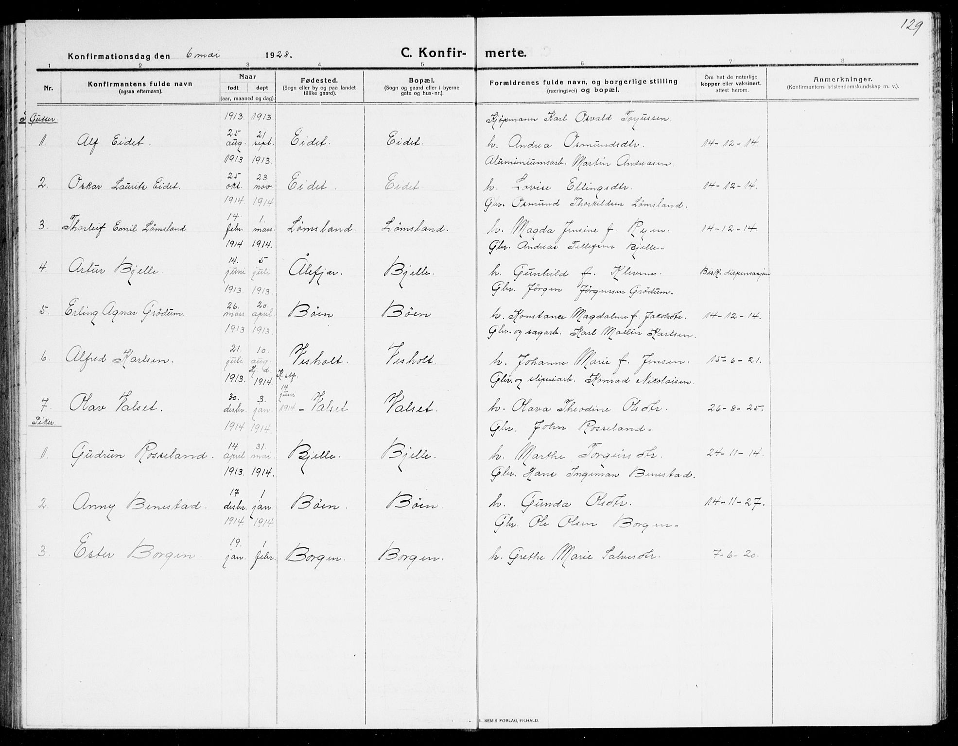 Tveit sokneprestkontor, AV/SAK-1111-0043/F/Fb/L0005: Parish register (copy) no. B 5, 1915-1941, p. 129