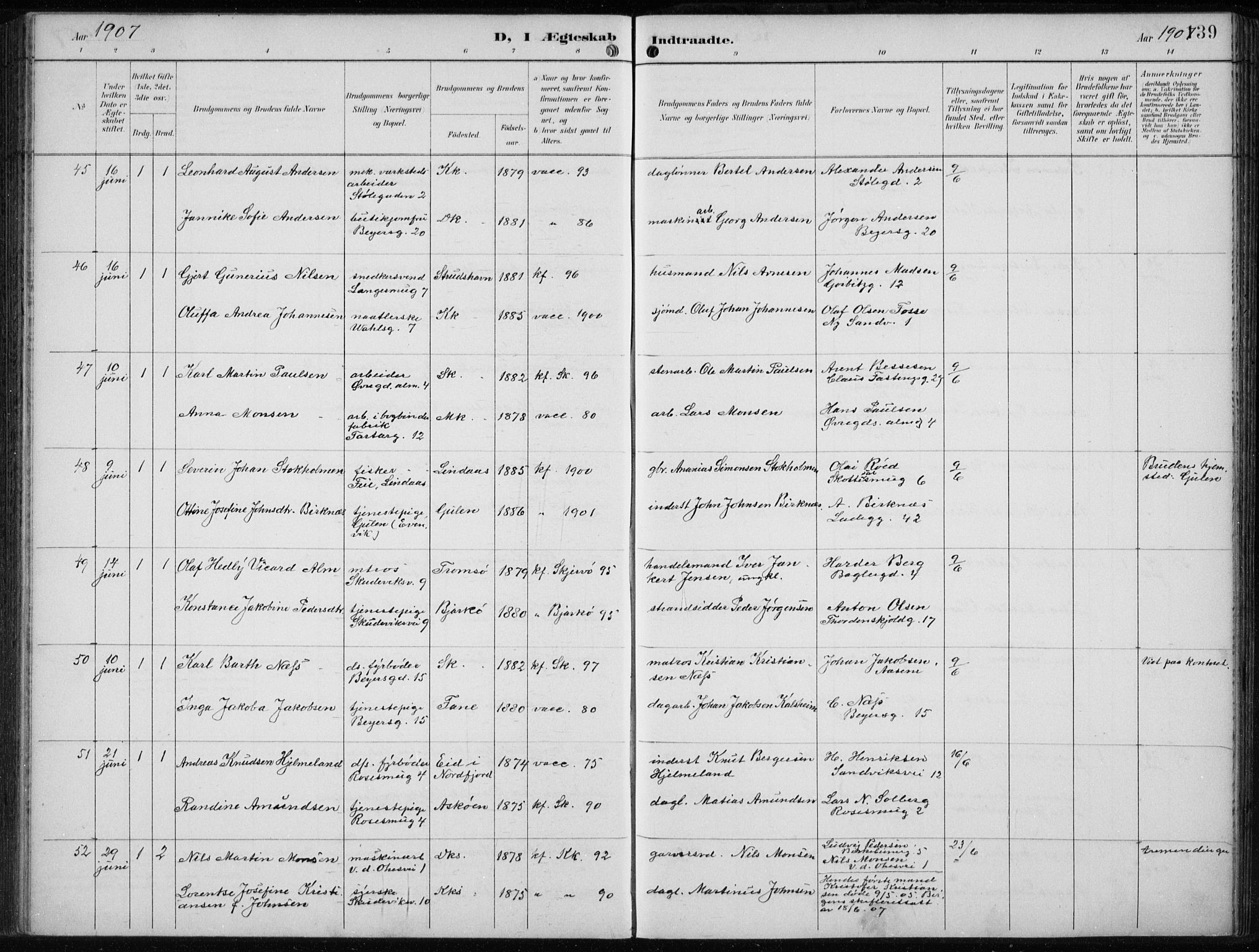 Sandviken Sokneprestembete, AV/SAB-A-77601/H/Ha/L0014: Parish register (official) no. D 1, 1896-1911, p. 139