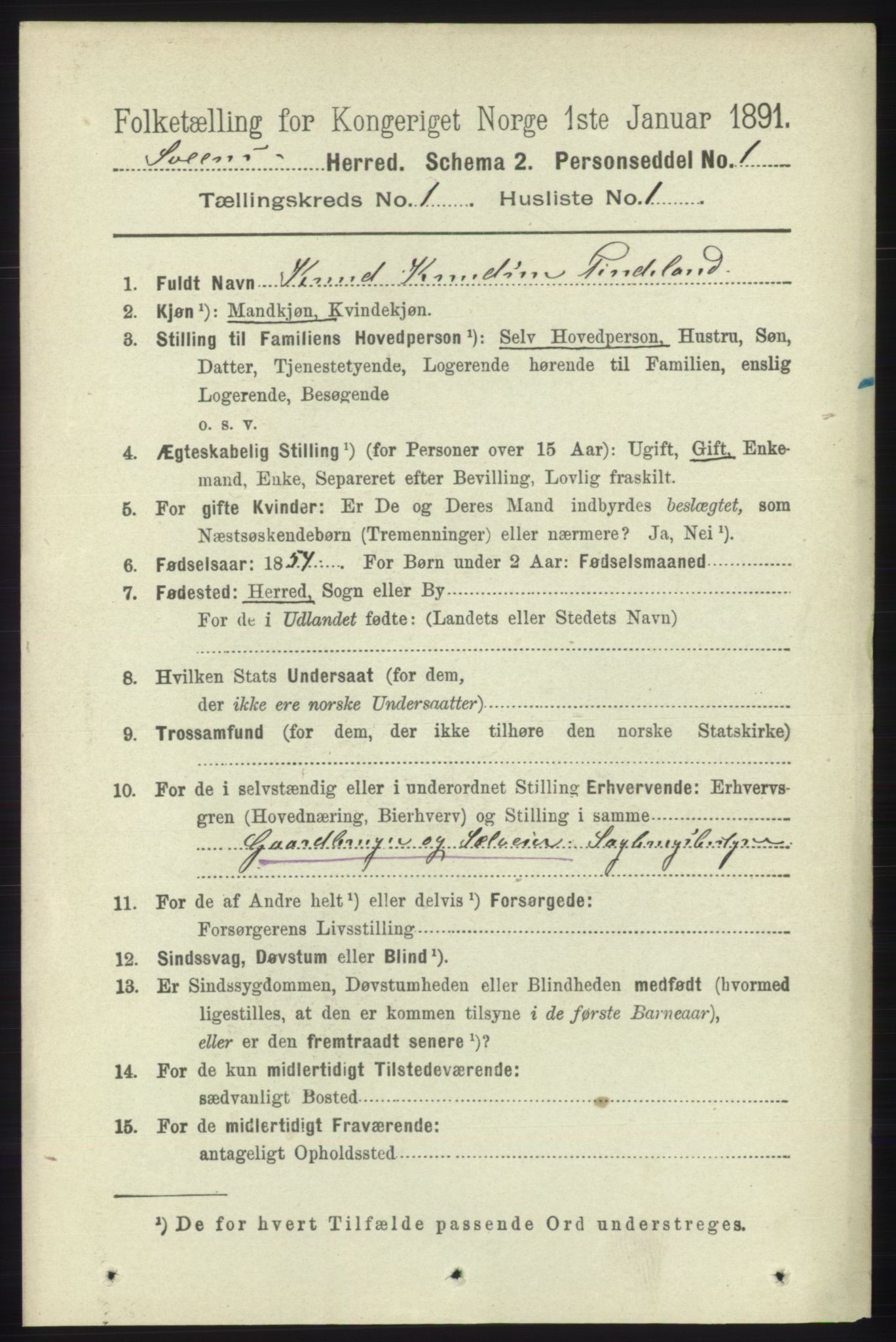 RA, 1891 census for 1216 Sveio, 1891, p. 107